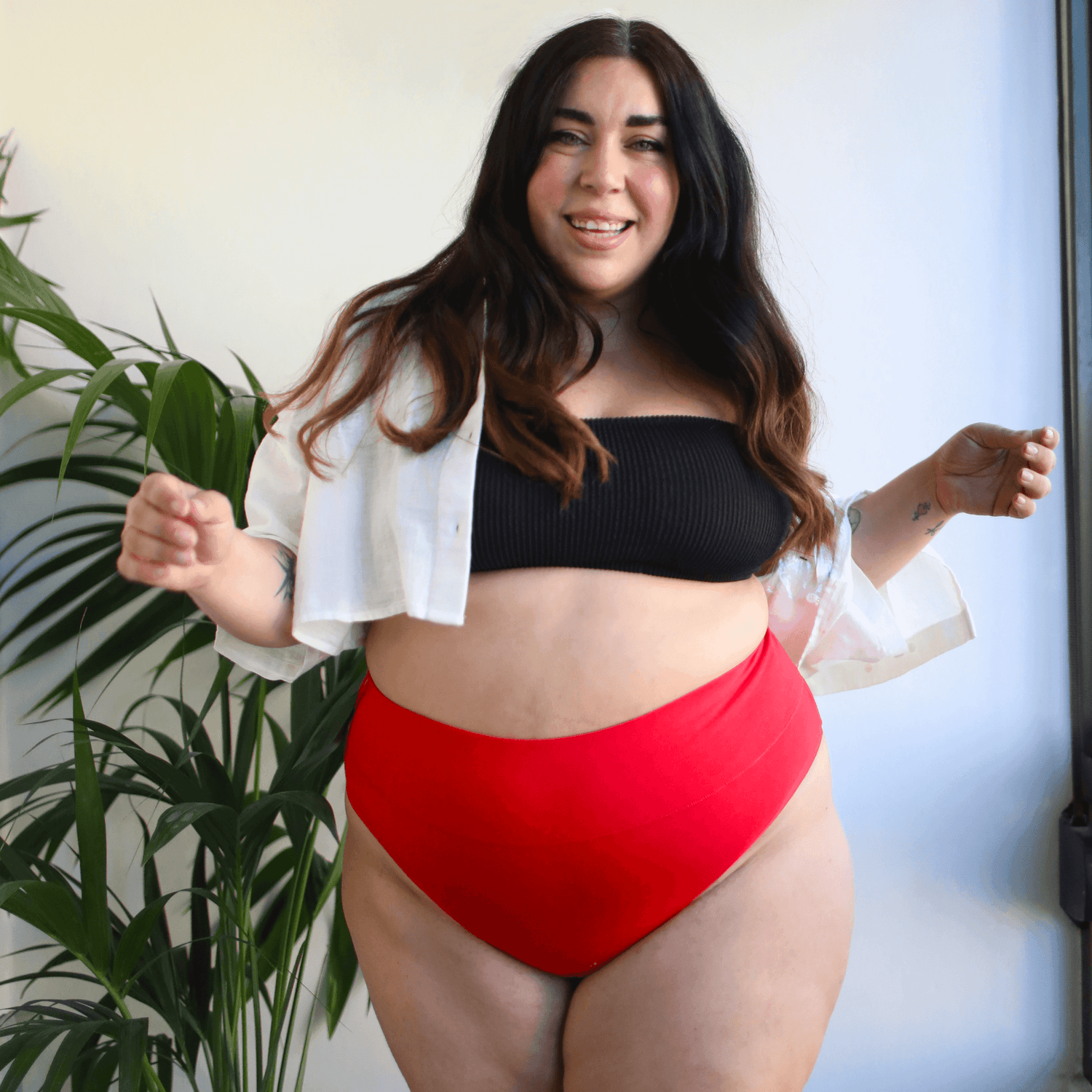 Organic Cotton Cheeky High Leg Panties - Lobster