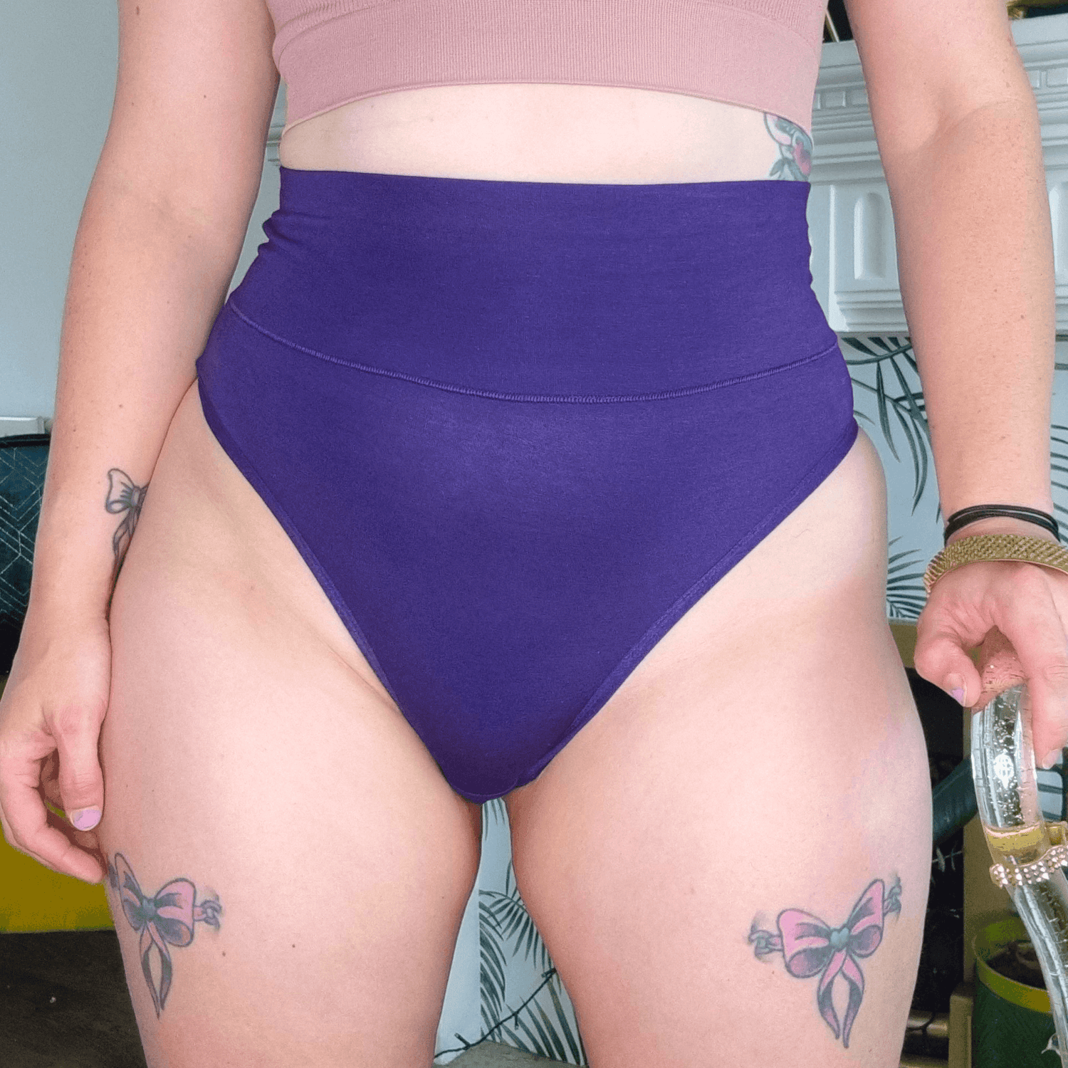 Organic Cotton Cheeky High Leg Panties - Suffragette Purple
