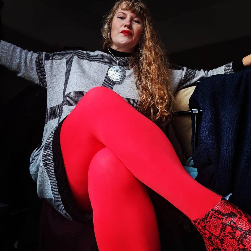 Opaque Bright Red Colored Tights