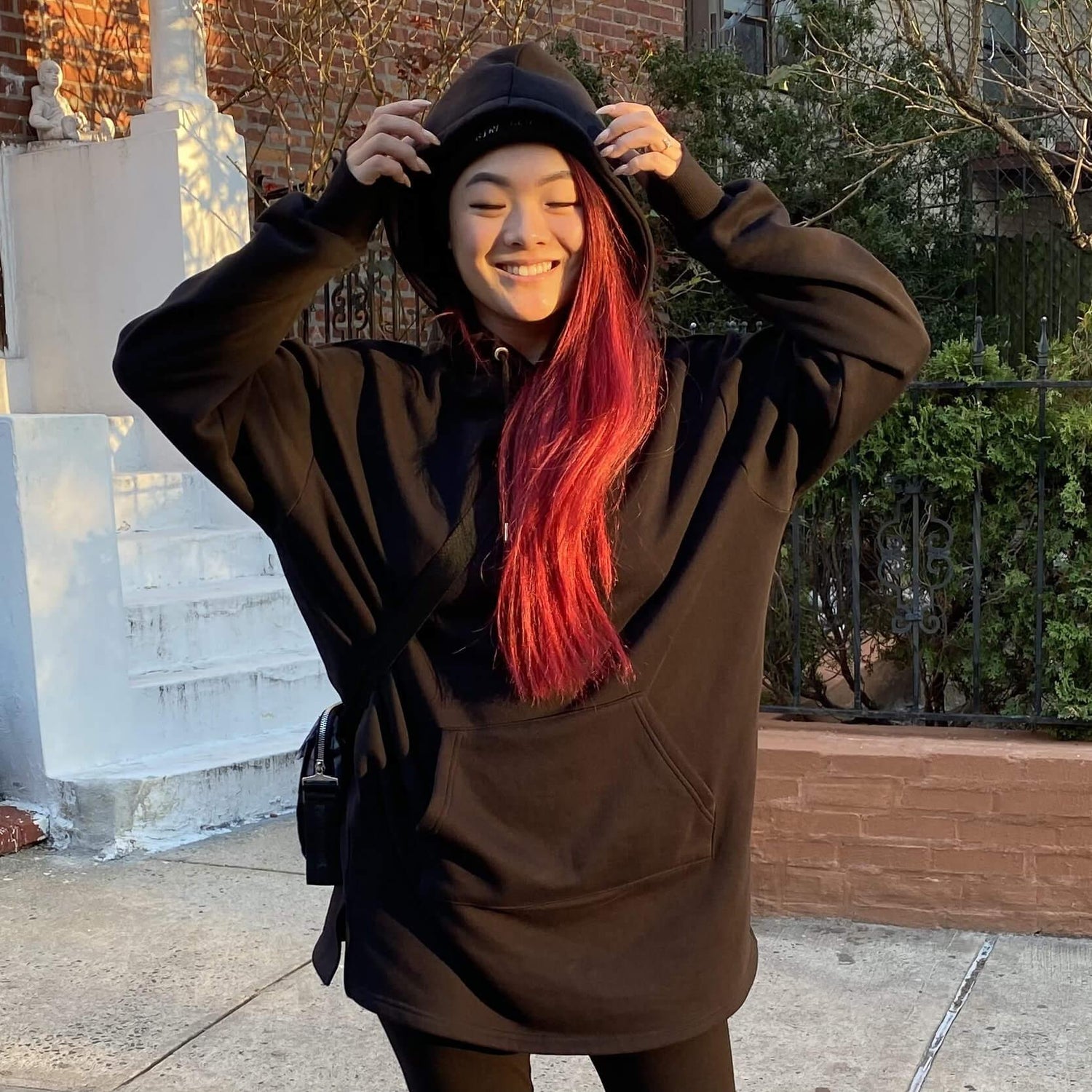 Organic Cotton Longline Hoodie - Black