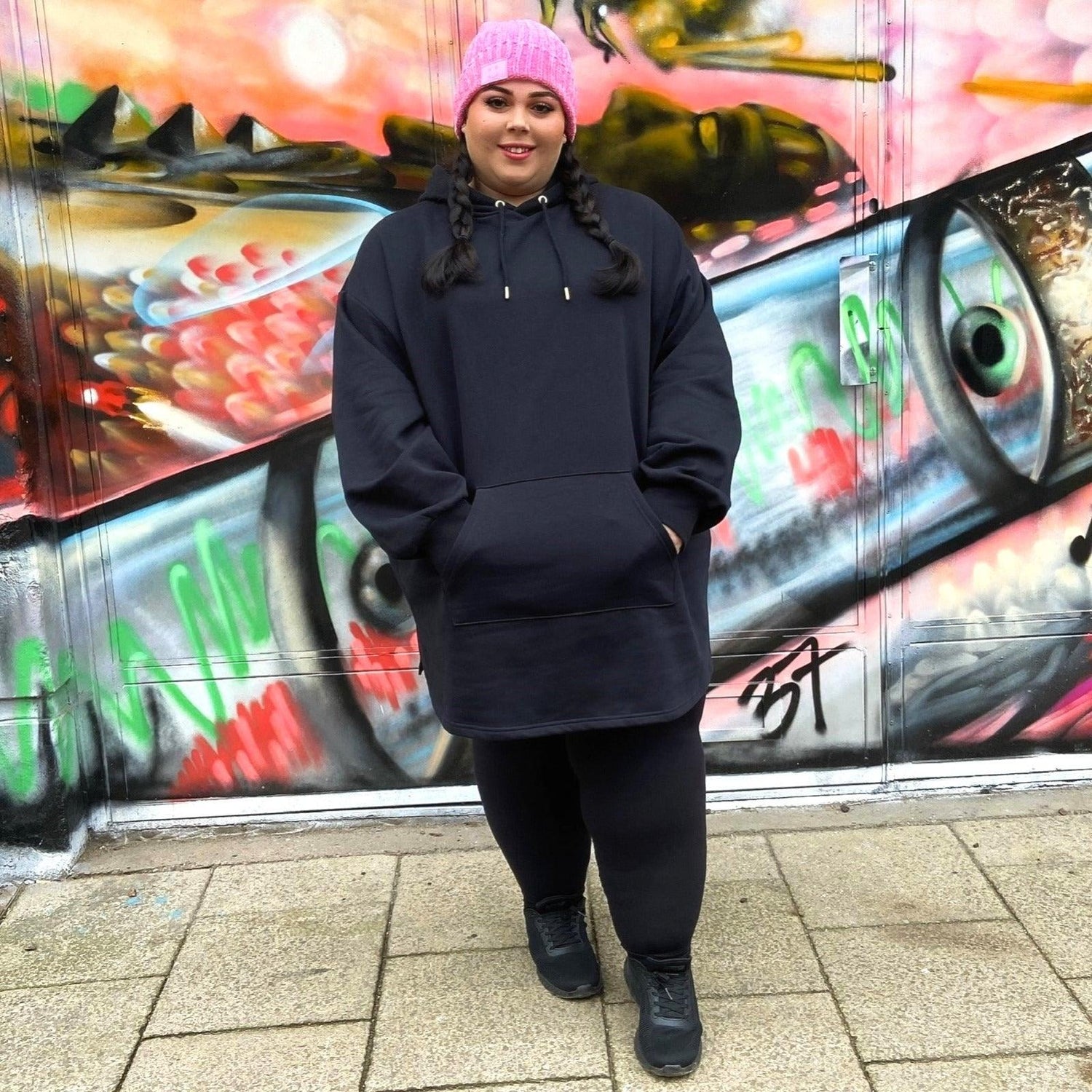 Organic Cotton Longline Hoodie - Black