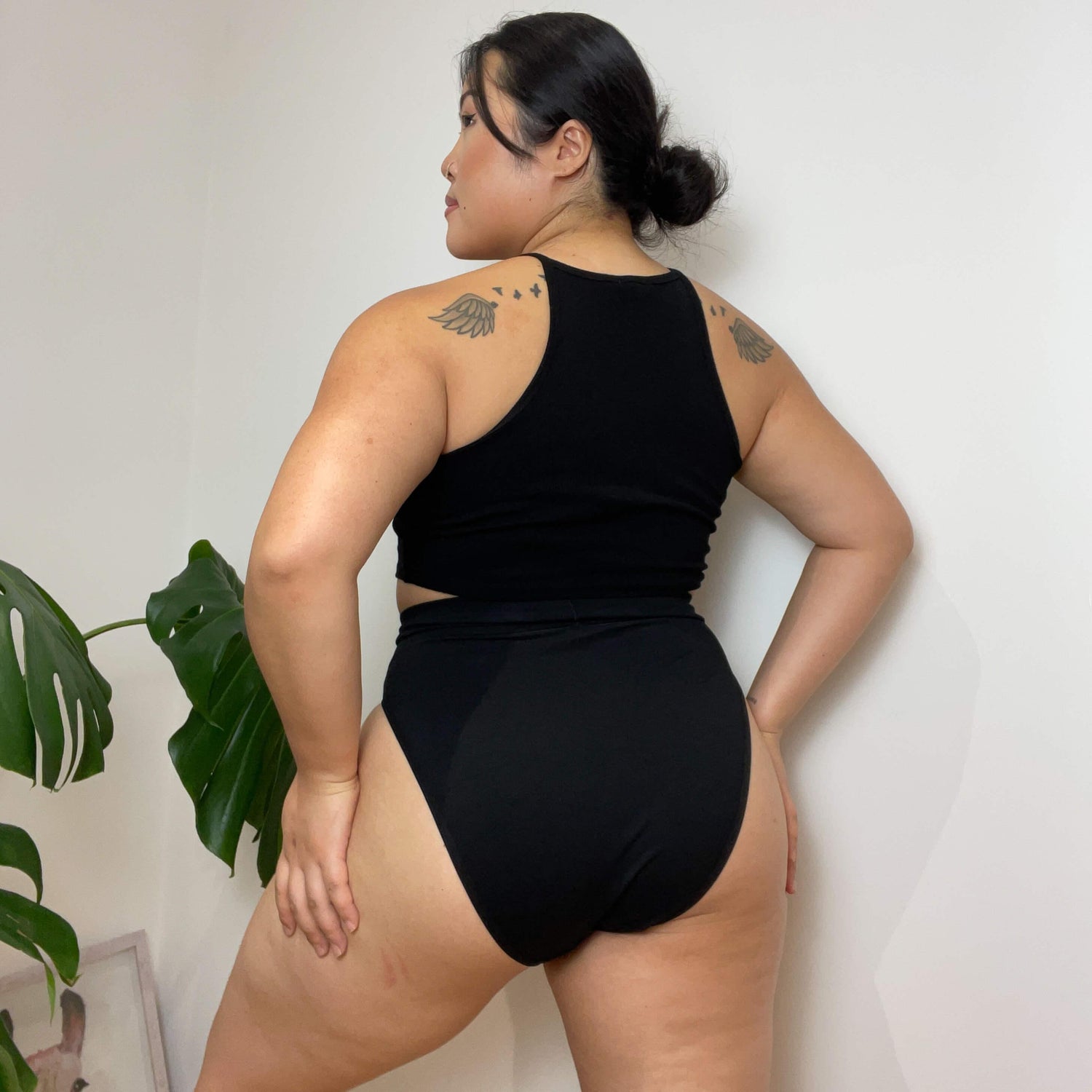 Organic Cotton Super High Leg Panties - Black