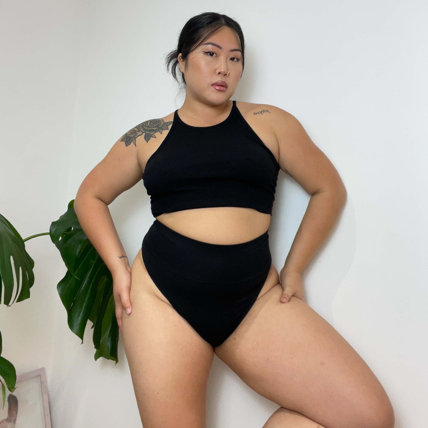 Organic Cotton Super High Leg Panties - Black