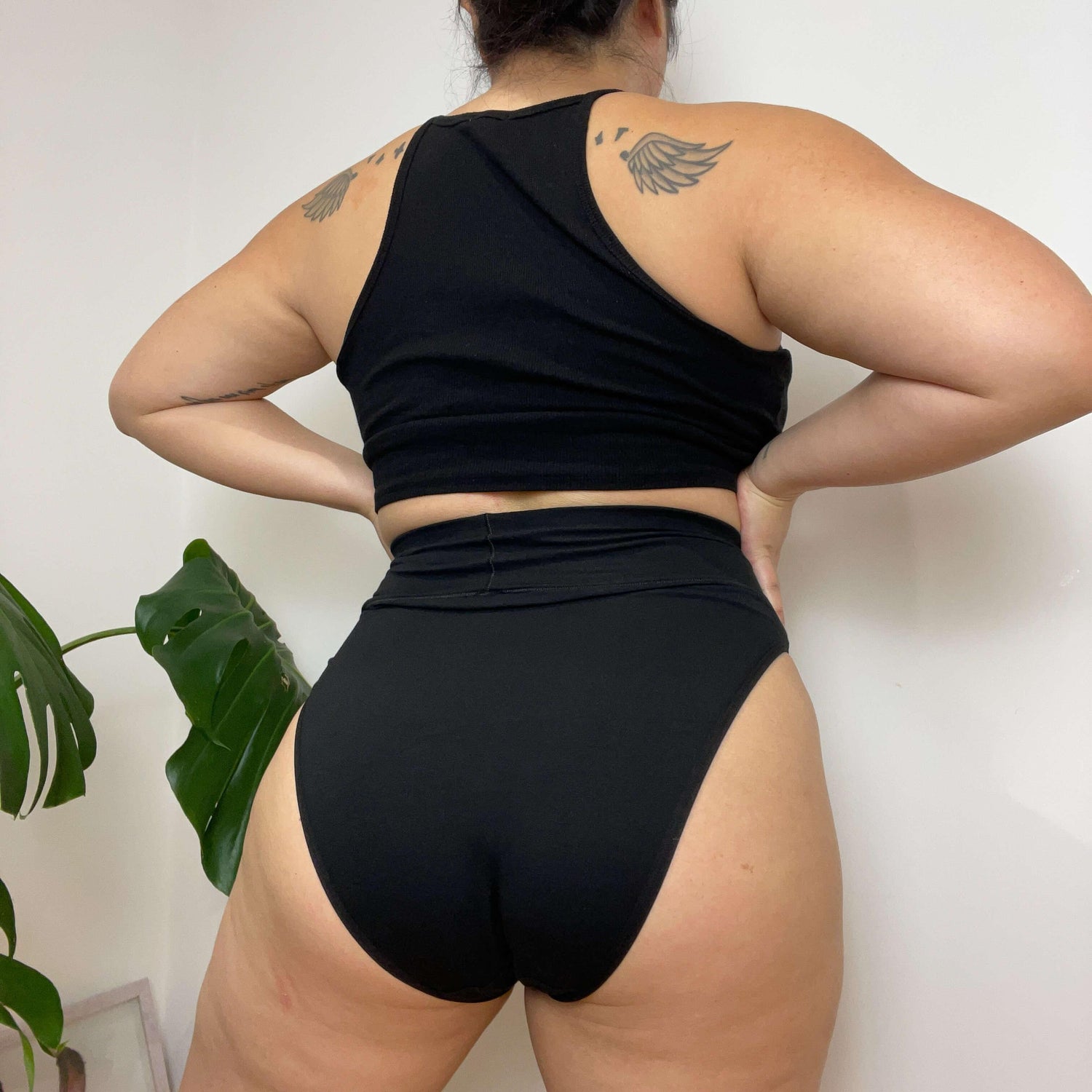 Organic Cotton Super High Leg Panties - Black