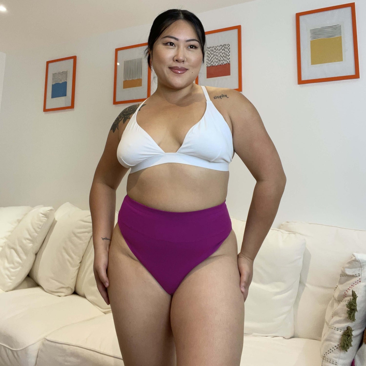 Organic Cotton Super High Leg Panties - Figgy Pudding