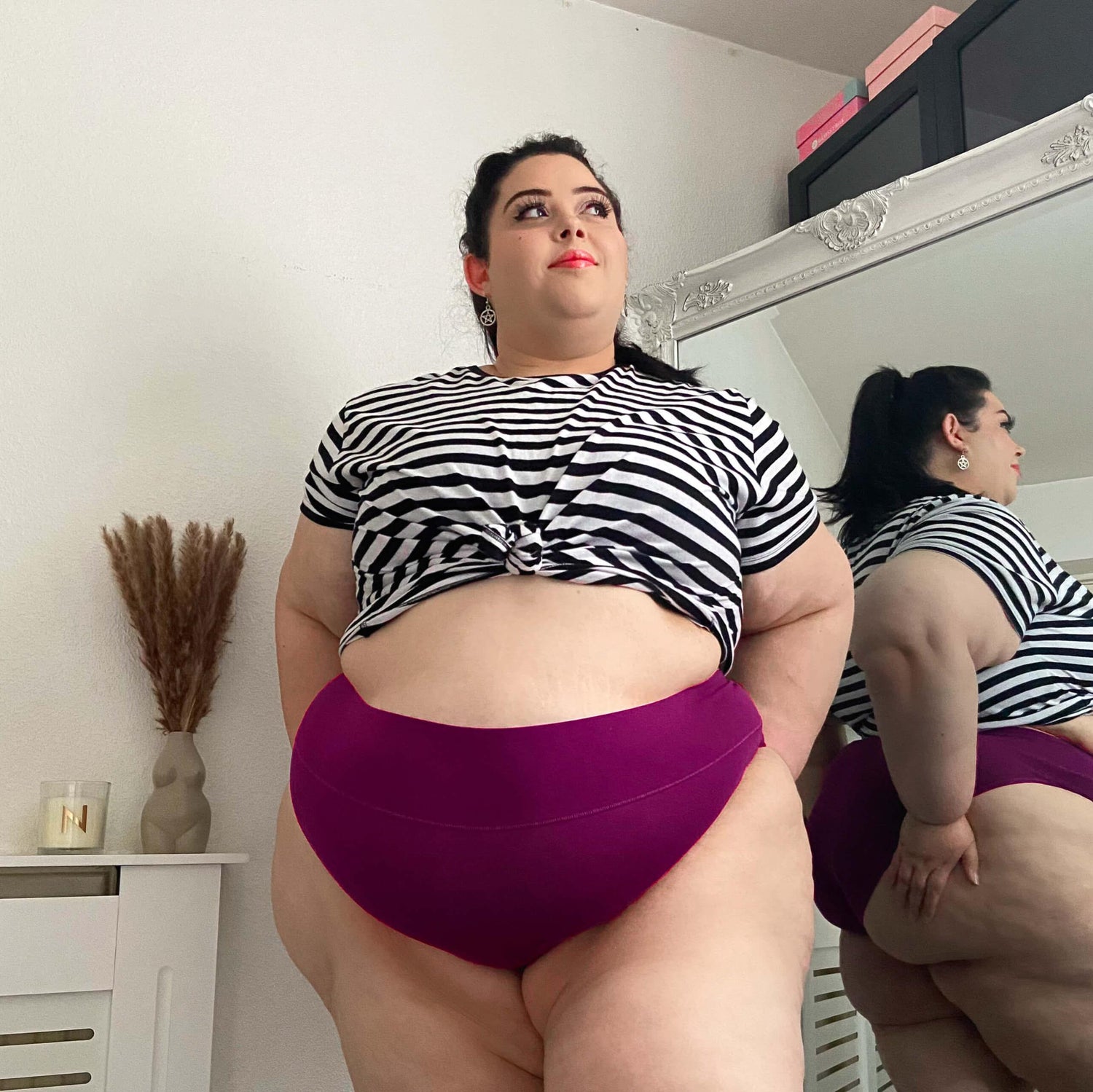 Organic Cotton Super High Leg Panties - Figgy Pudding