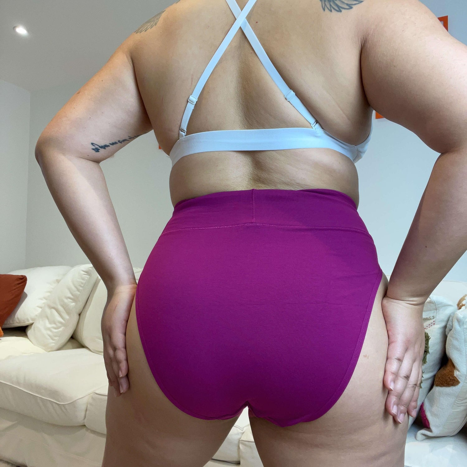 Organic Cotton Super High Leg Panties - Figgy Pudding