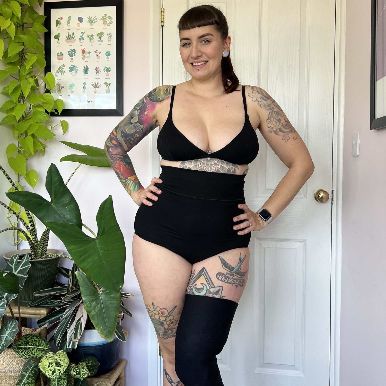 Organic Cotton Super High Waist Panties - Black