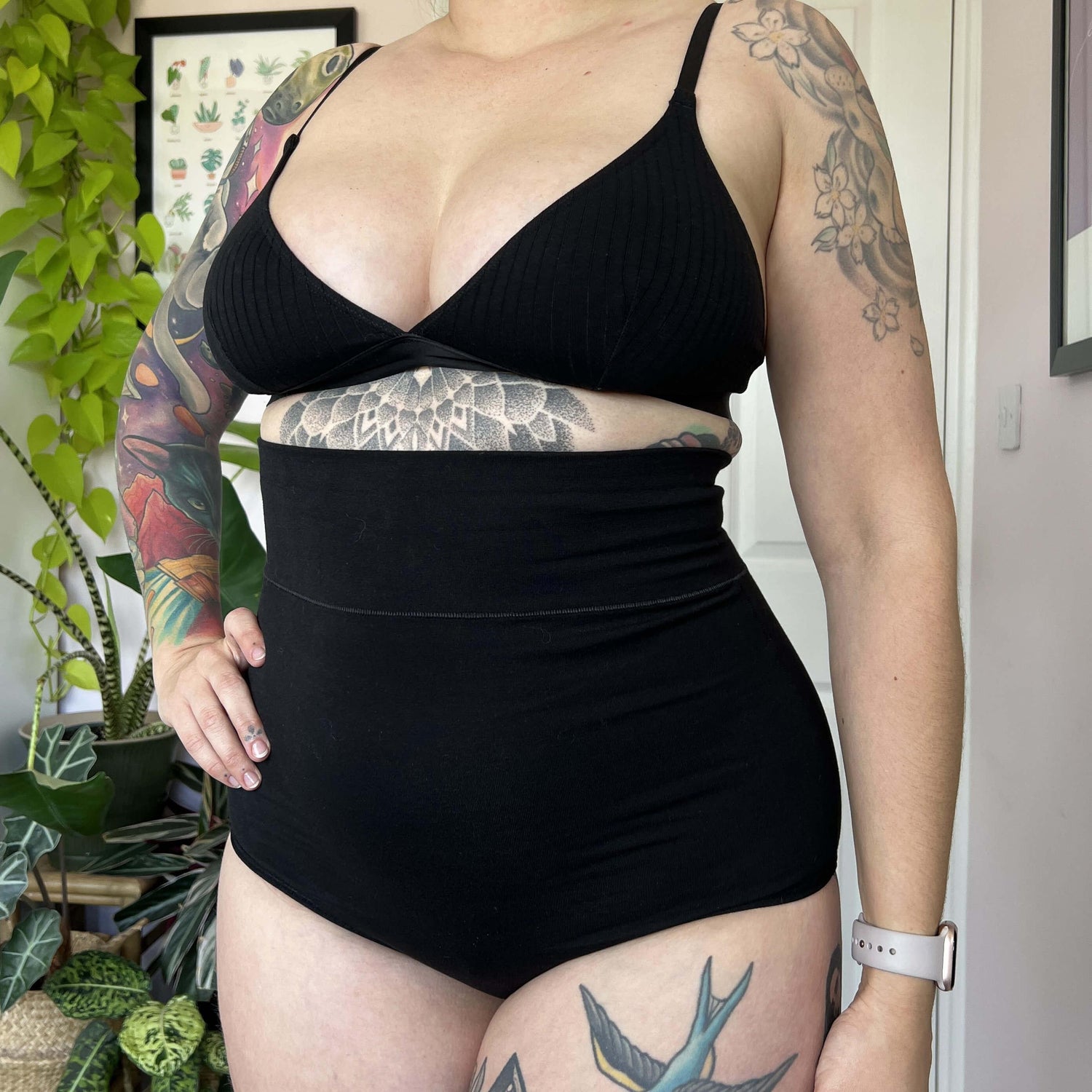 Organic Cotton Super High Waist Panties - Black