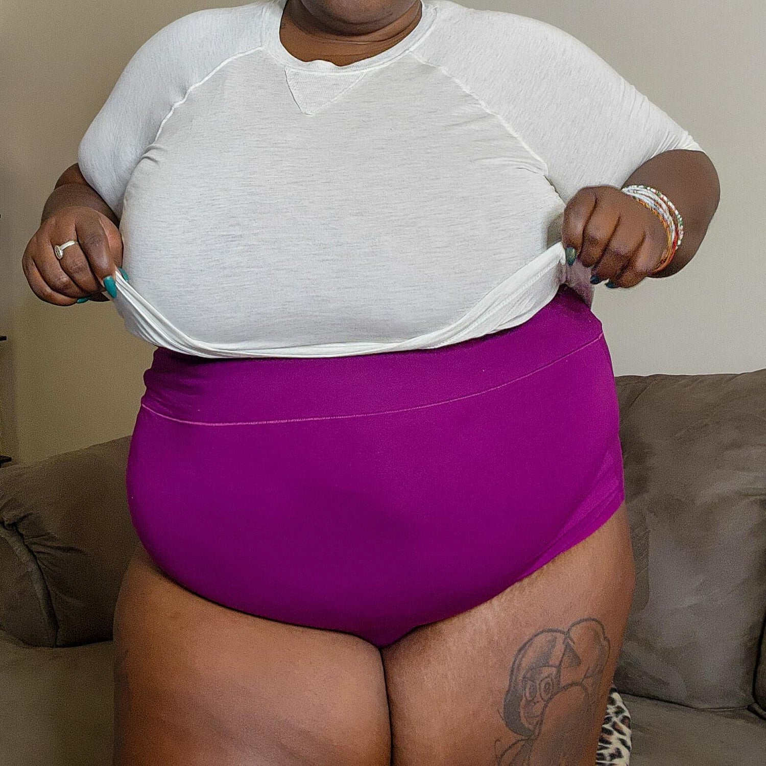 Organic Cotton Super High Waist Panties - Figgy Pudding