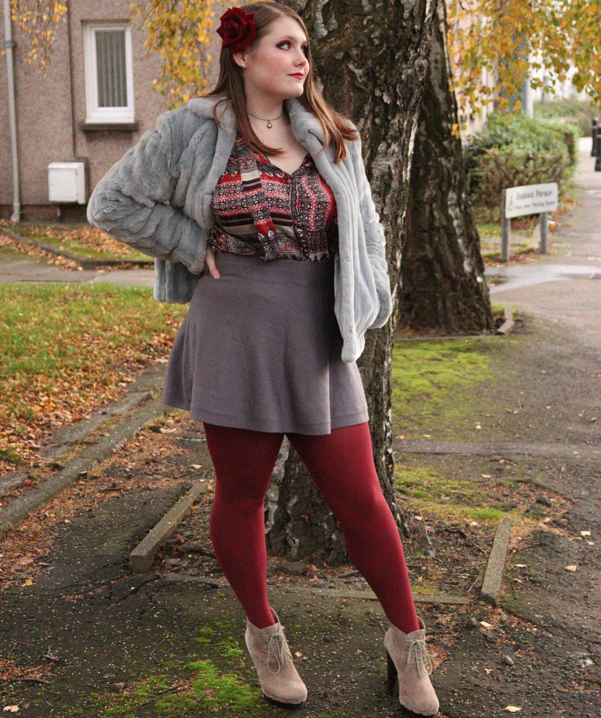 80 Denier Tights - Burgundy - Snag