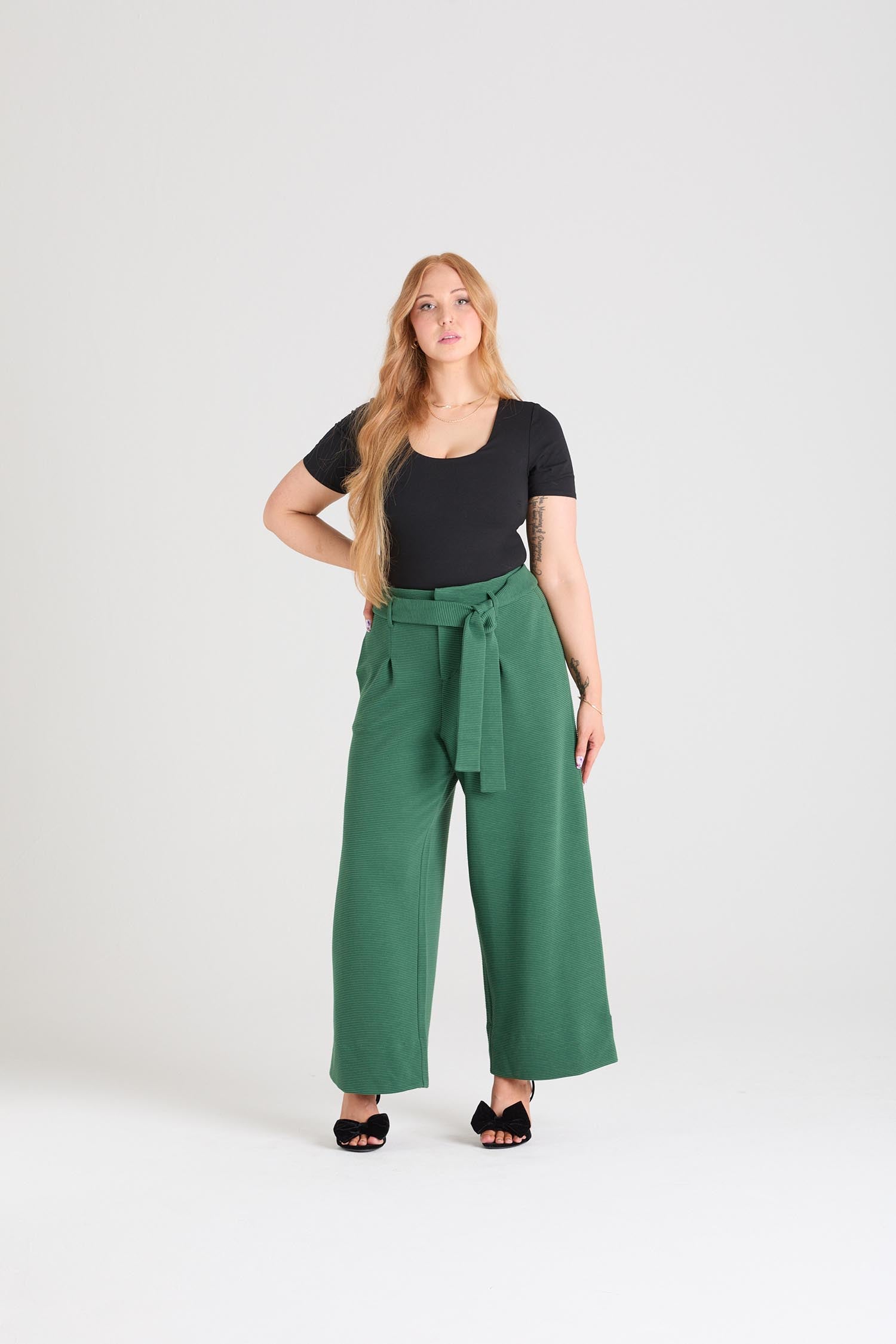 【THE MOZZ】Provence Terry Setup Pants Ottoman Wide Leg Tailored Trousers - Petit Pois - Tights