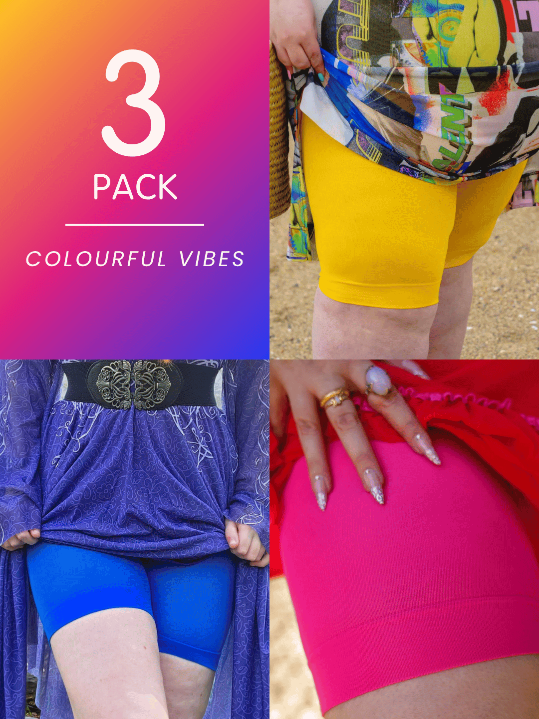 3 Pack Colourful Bundle - Stay Cool Chub Rub Shorts