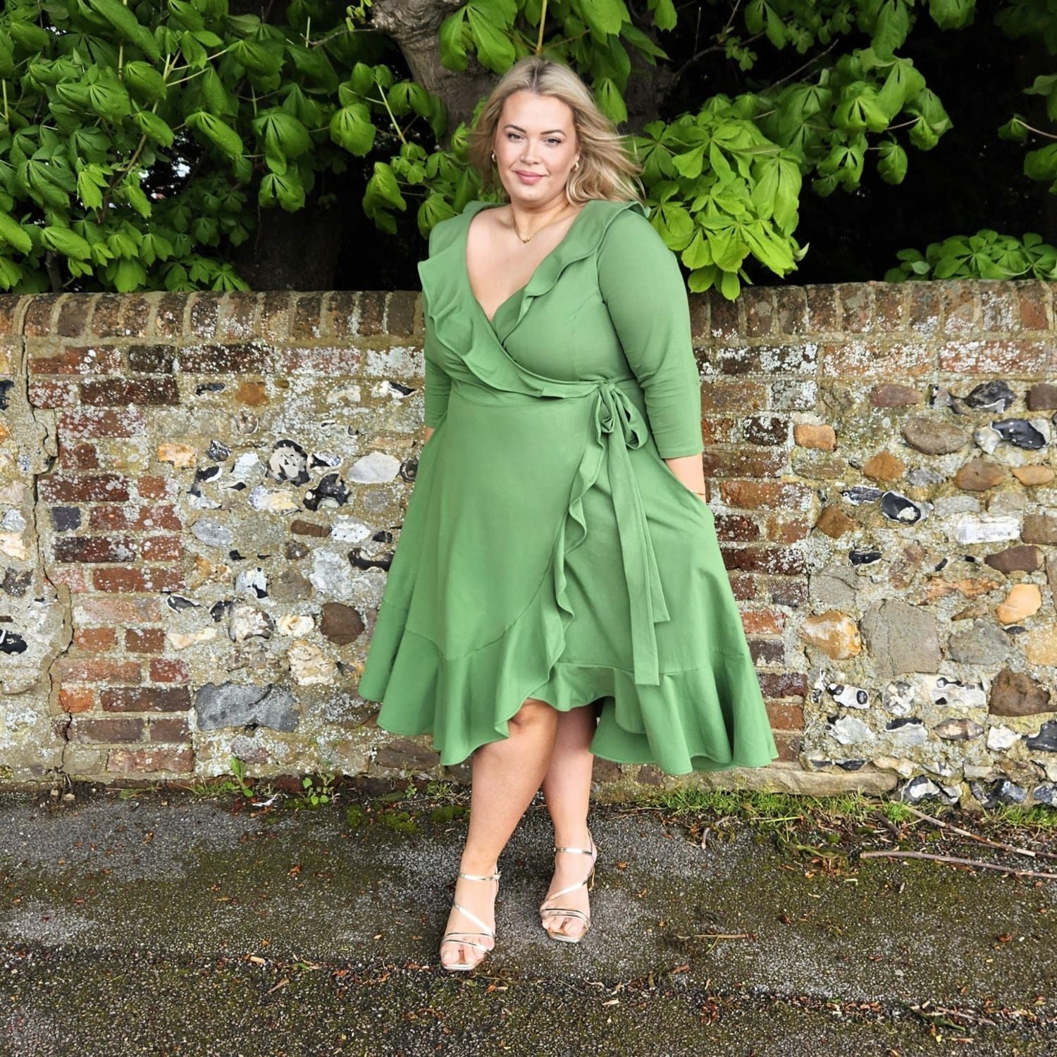 Frill Wrap Dress in Meadow Green – Snag US