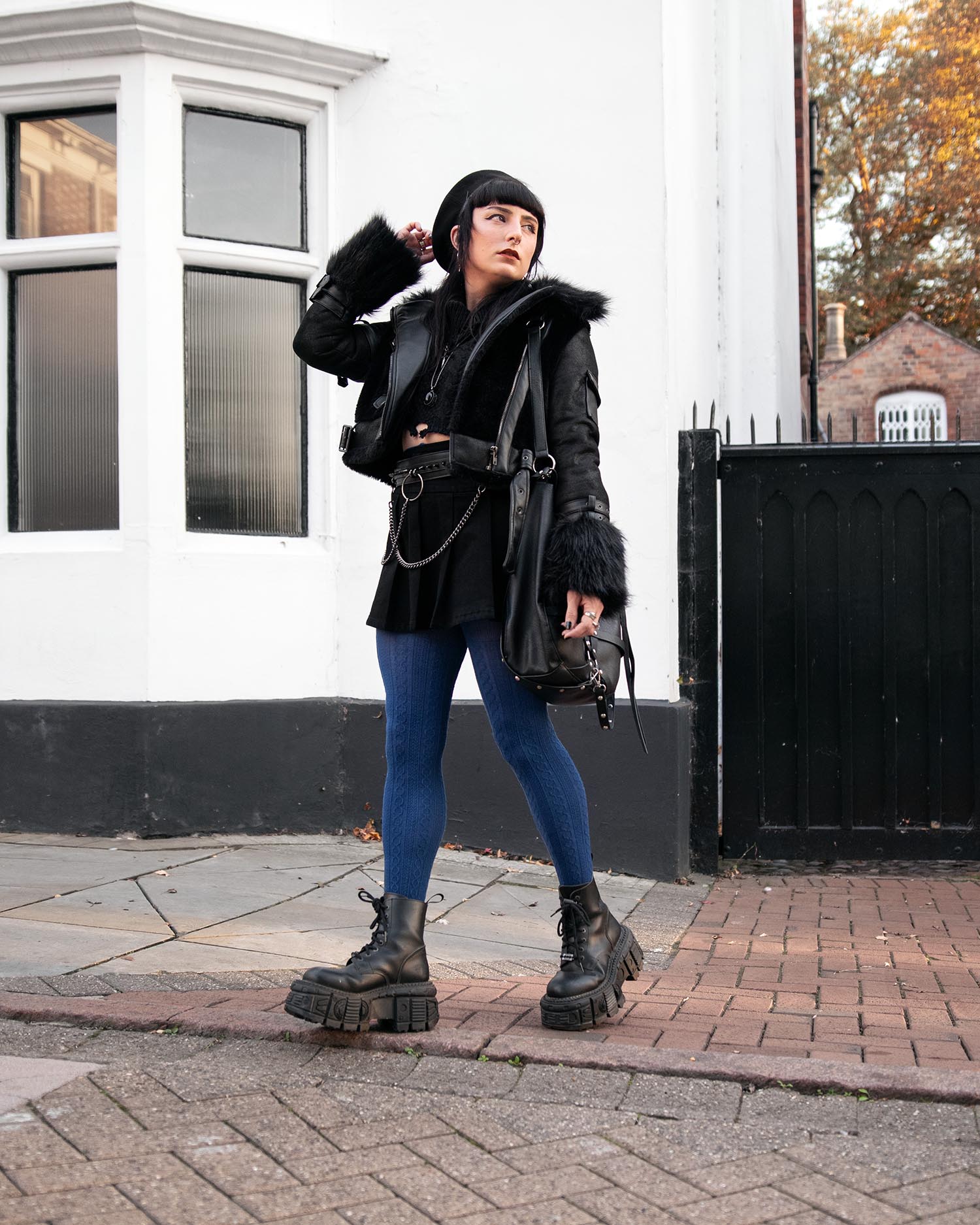 Blue Cable Knit Tights with Wool - Kraken's Breath – Snag US