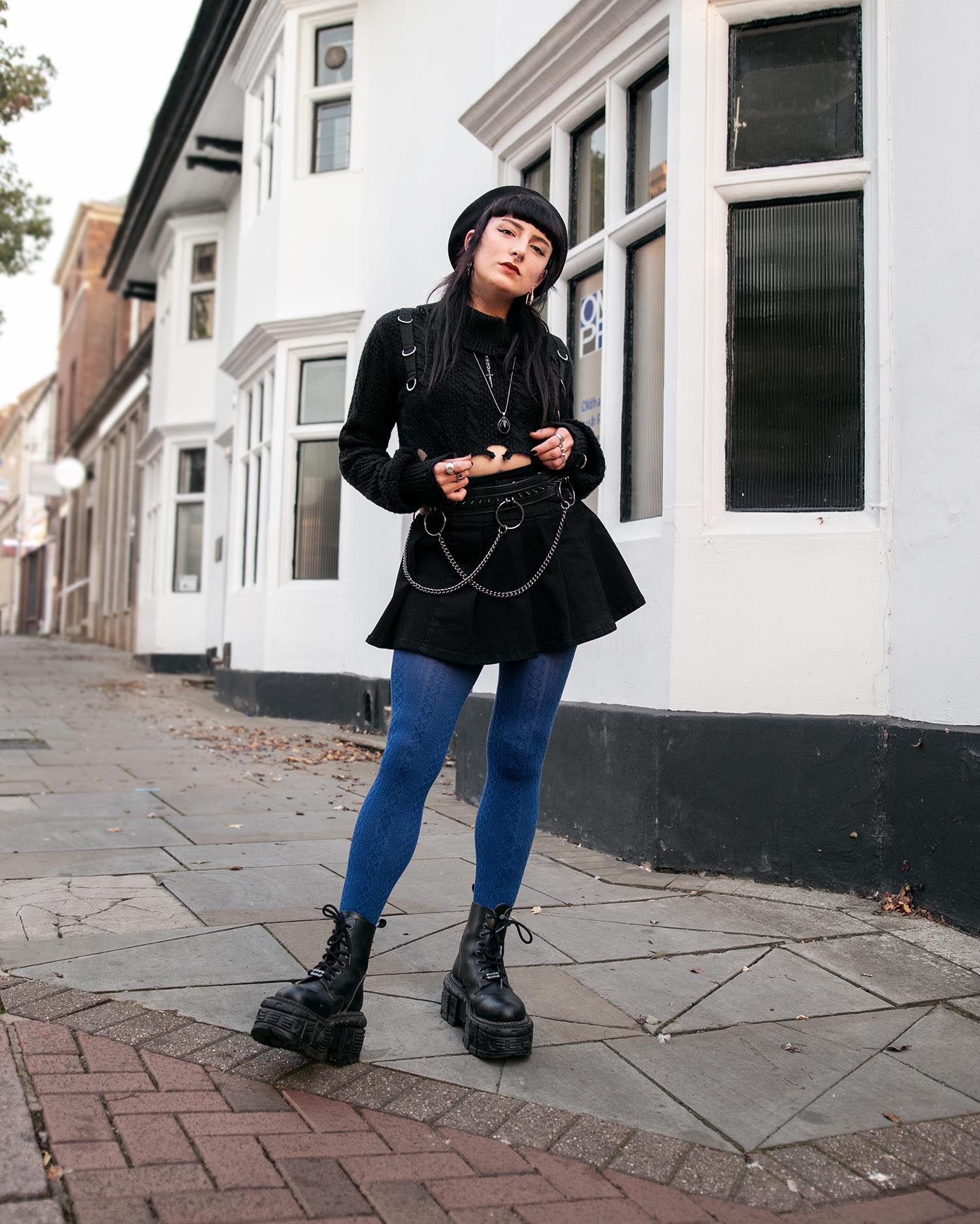 Blue Cable Knit Tights with Wool - Kraken's Breath – Snag US