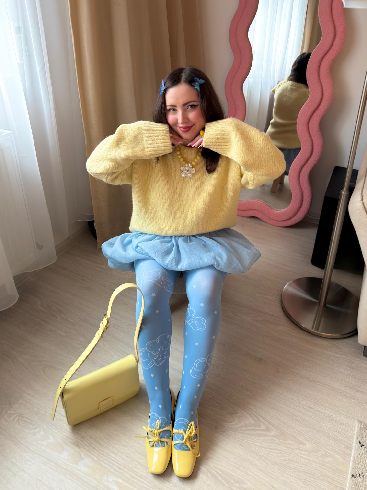 Opaque 80 Den Tights - Woodcut Clouds