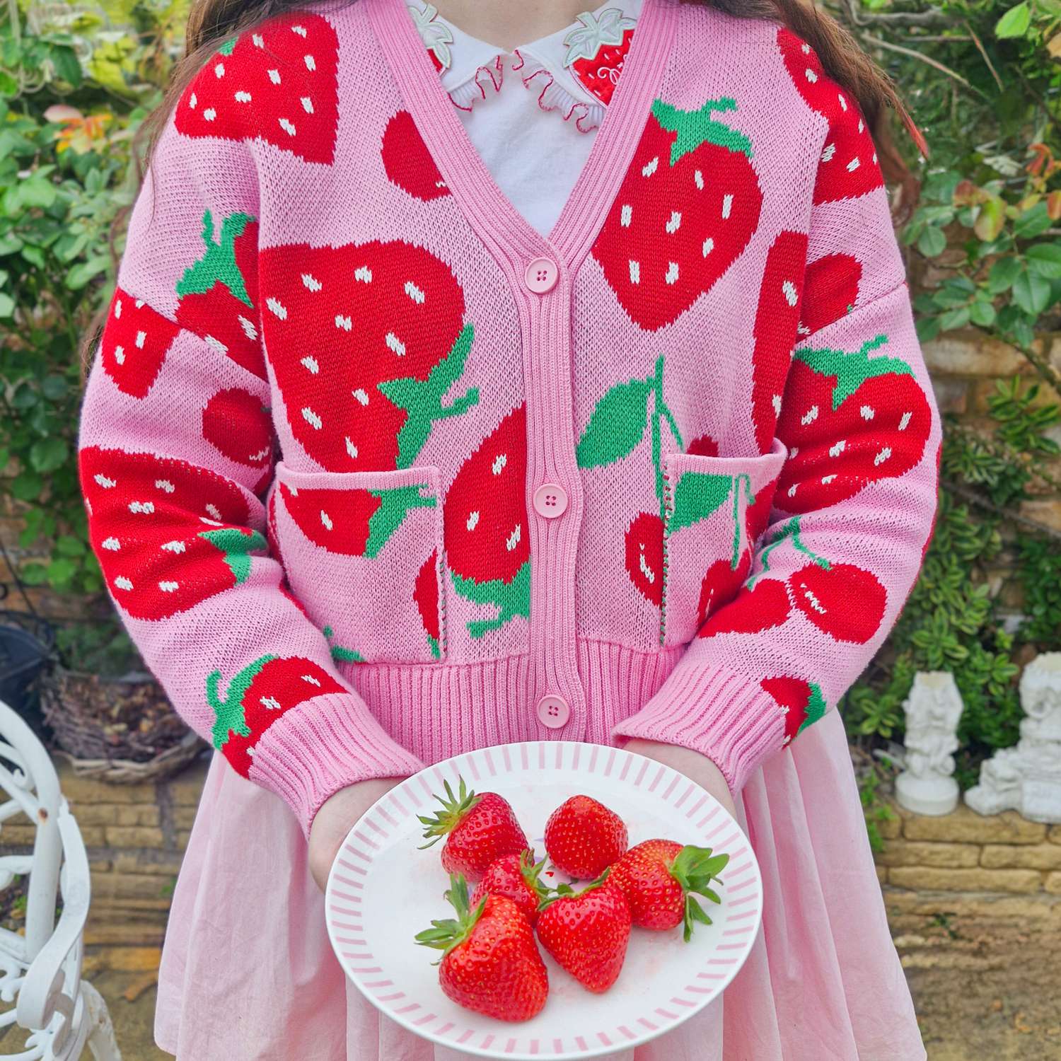 100% Cotton Strawberry Cardigan | Lightweight Summer Cardigan with