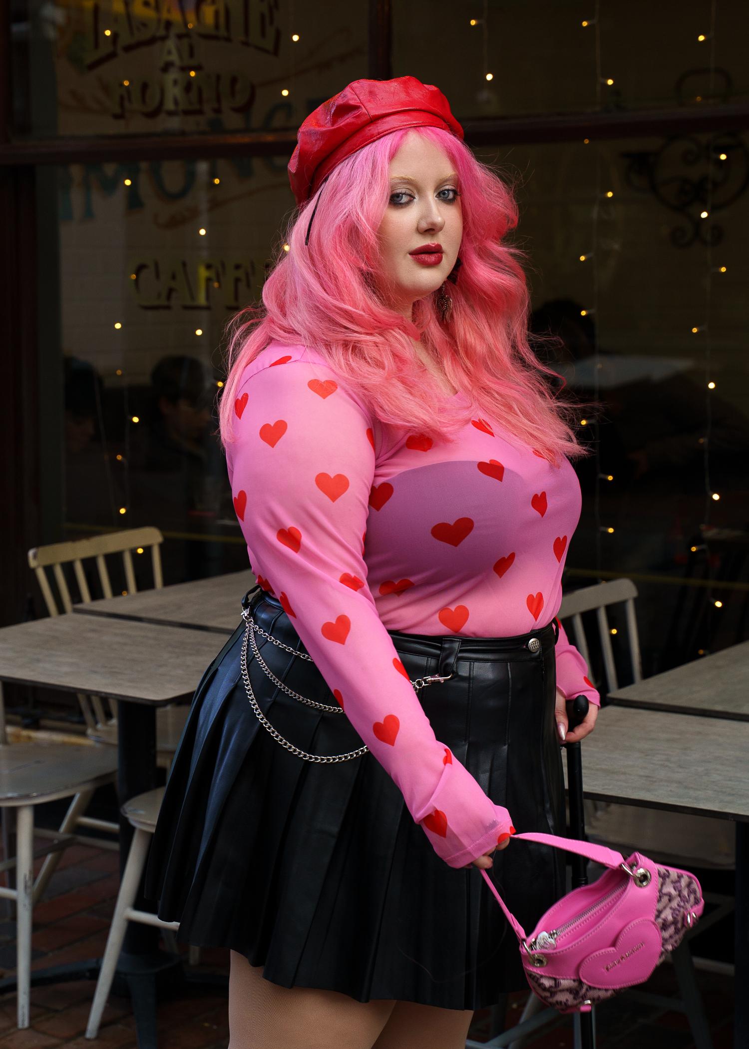 Love Me Heart Print Mesh Top | Sheer Alternative Top | Sizes 0-34