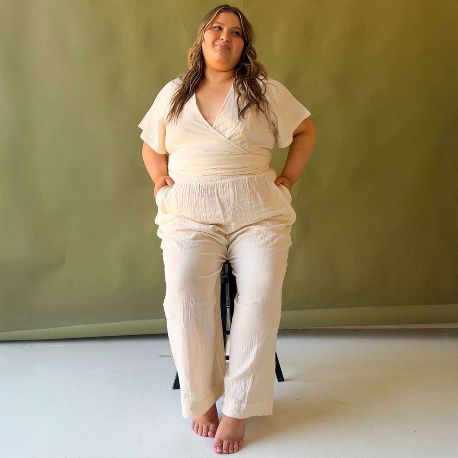 Cotton Gauze Wrap Top - Cream – Snag US