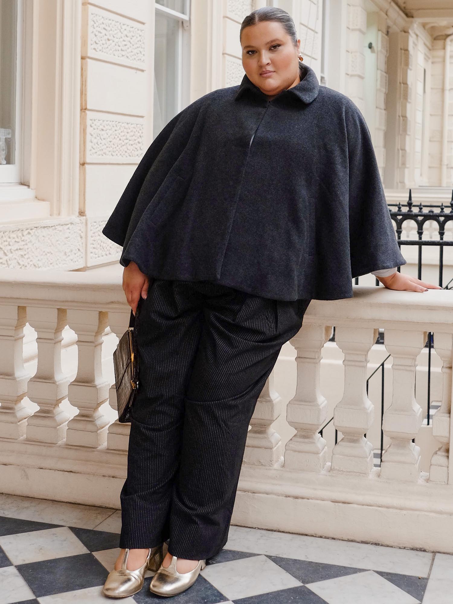 Women's Wool-Blend Cape – Deep Charcoal Cape Coat – Snag US