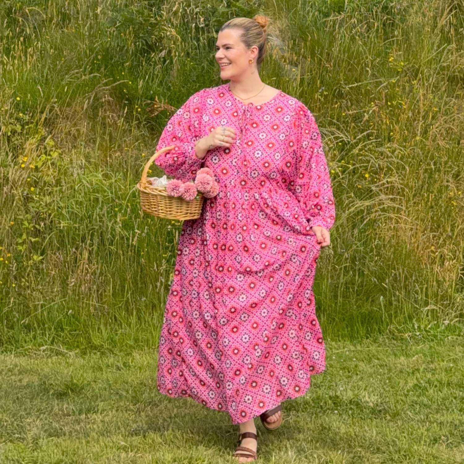 Gabriela Cotton Maxi Dress - Pink Pearl