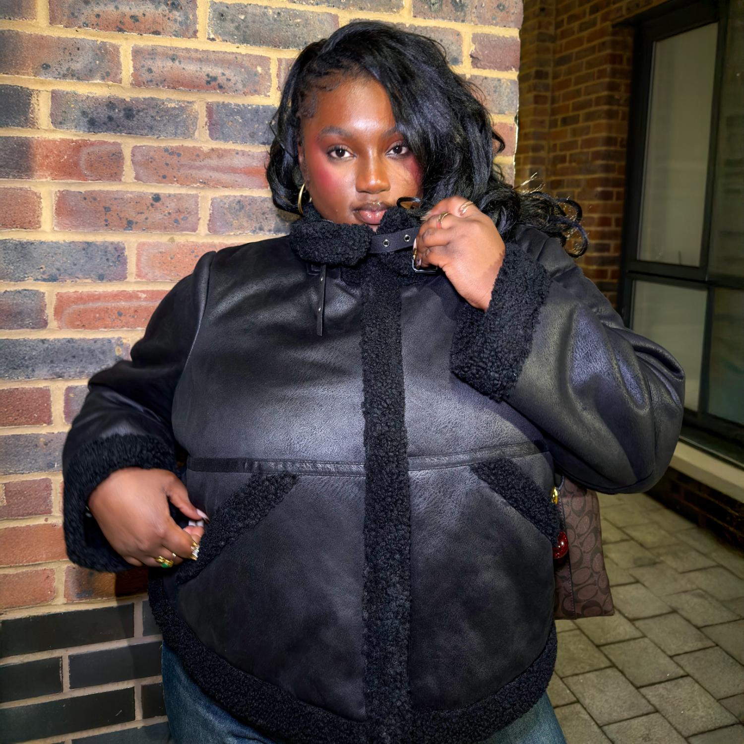 Black Borg Aviator Jacket - Snuggly & Stylish Vegan Suede – Snag US