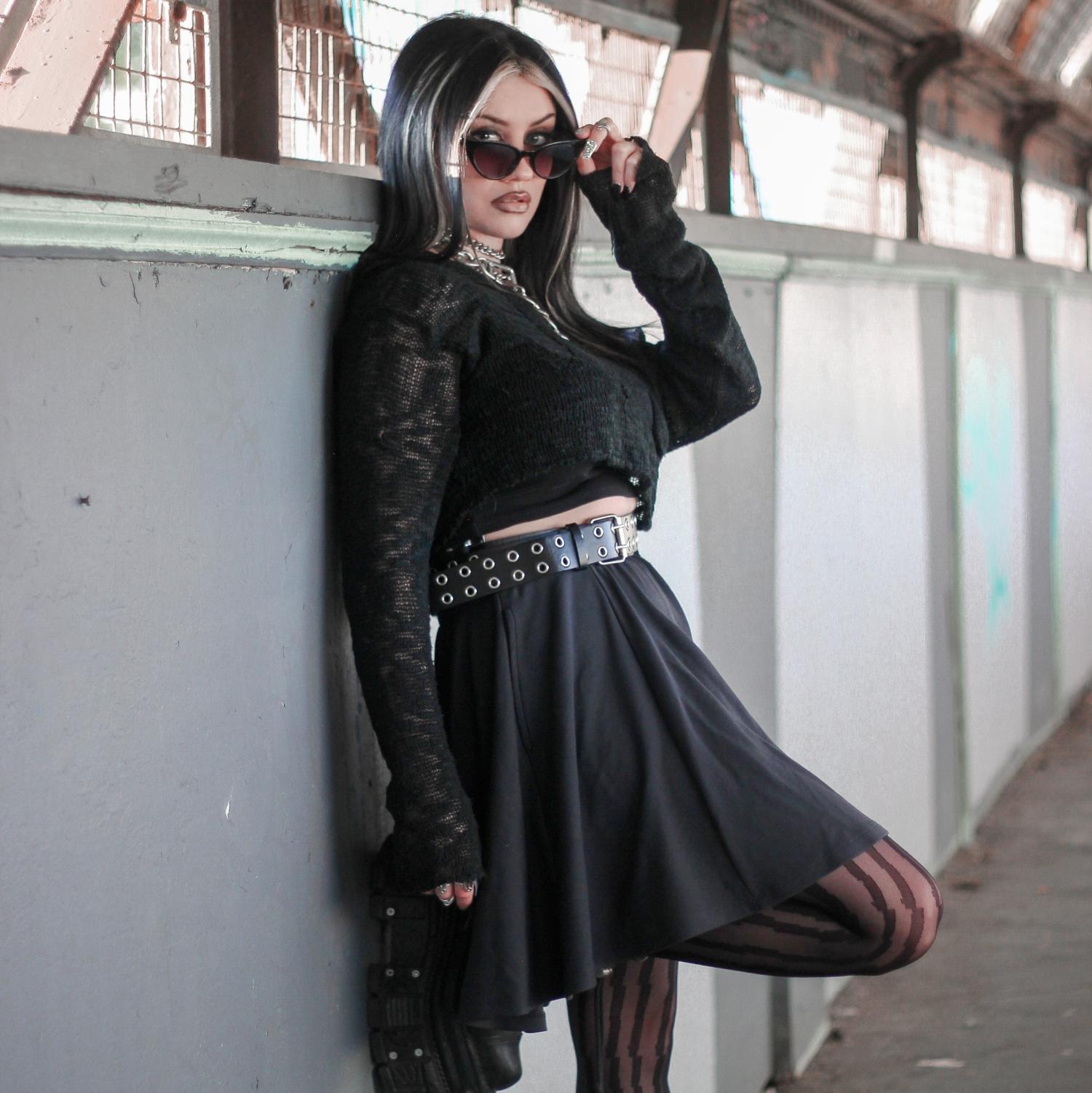 Charcoal Mini Flare Skirt with Pockets | sizes 0-34