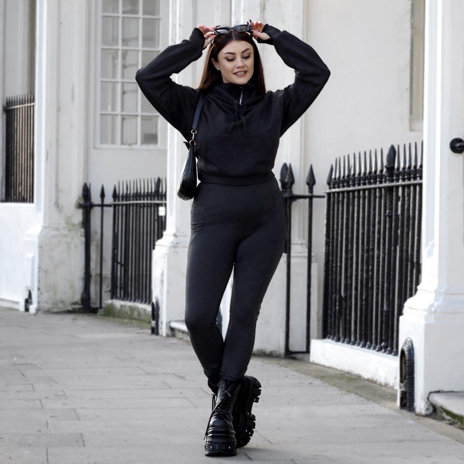 Cropped Bow Back Hoodie - Black - Tights & Clothes In Sizes
