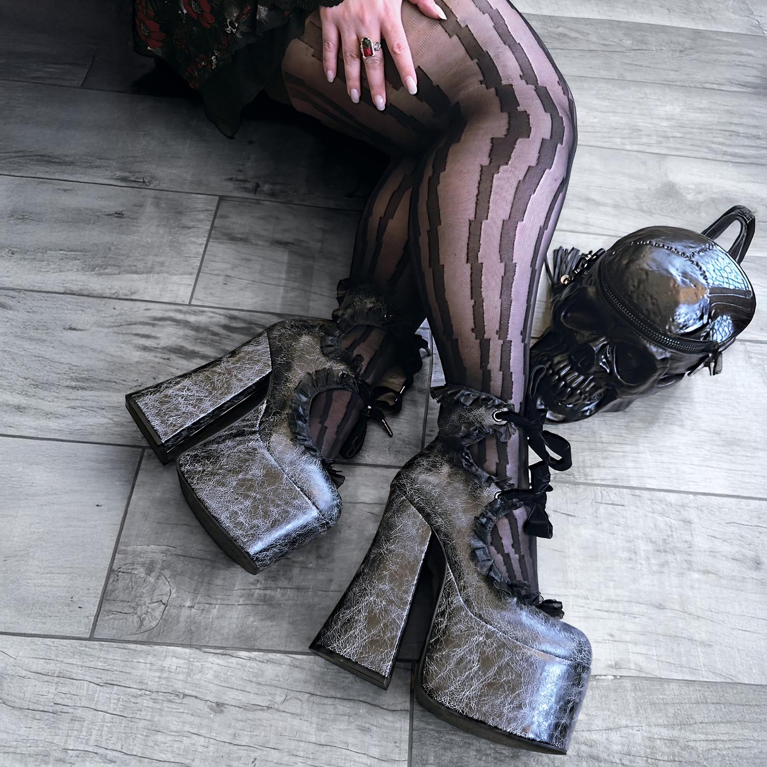 Hellbent Tights | Glitch Stripe Goth Tights | Snag – Snag US
