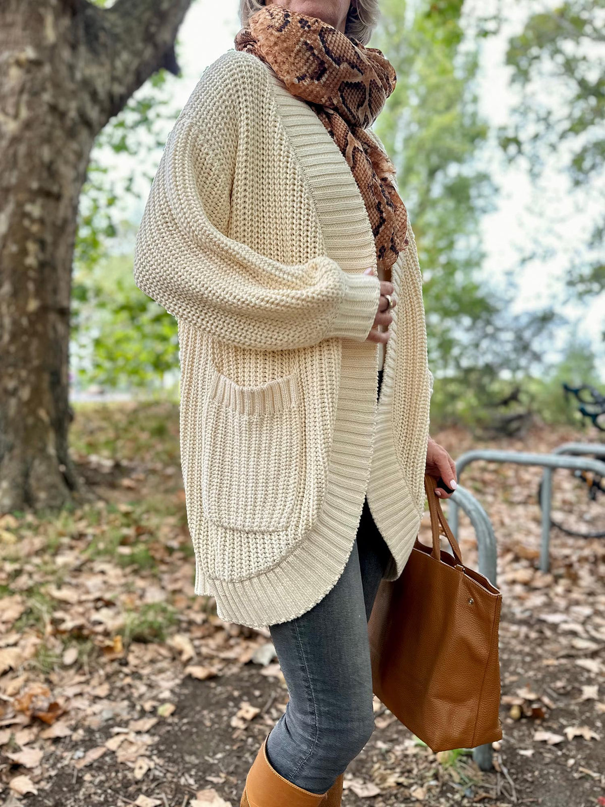 Chunky Knit Cotton Cardigan - Cream