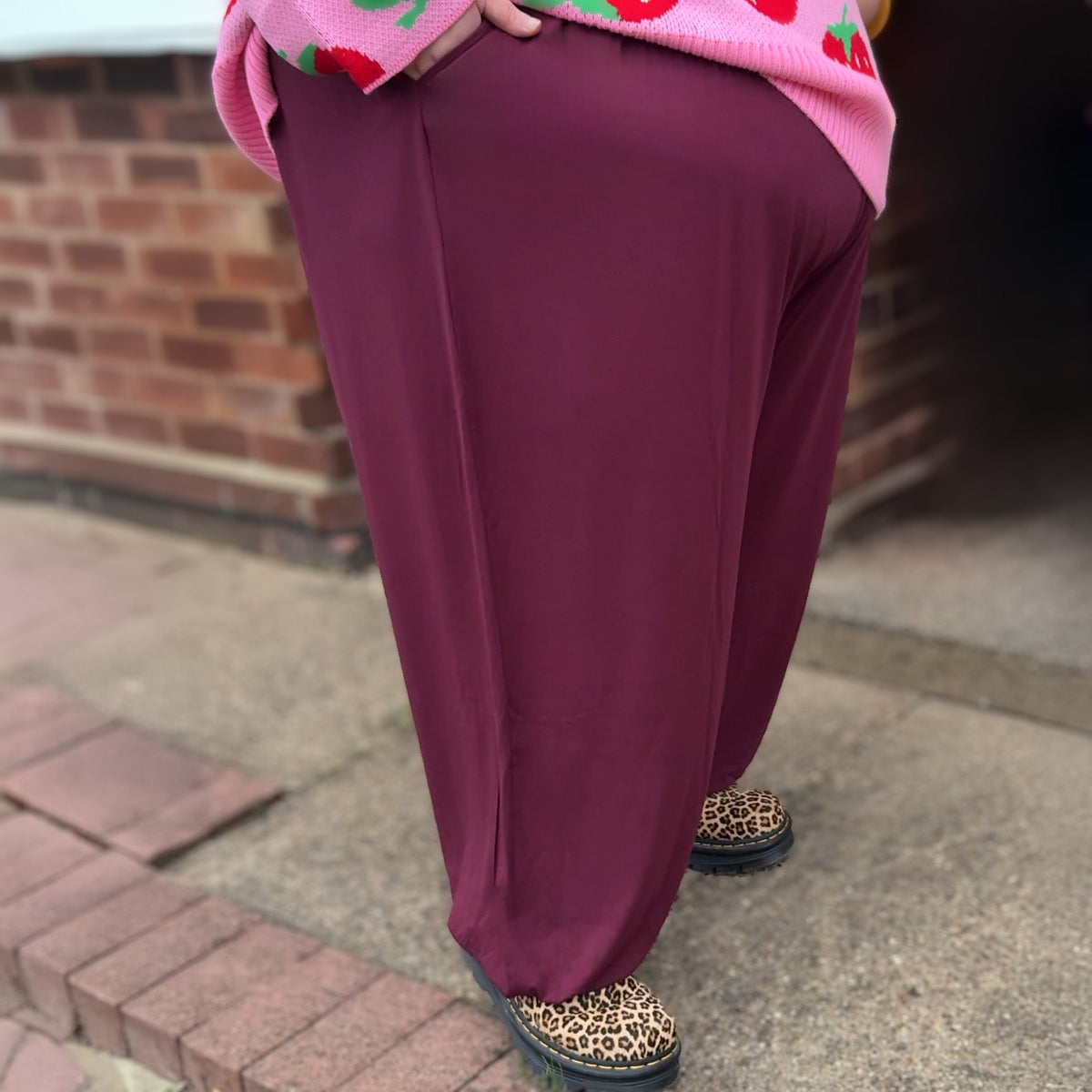 Claudette Boho Pants - Cherry