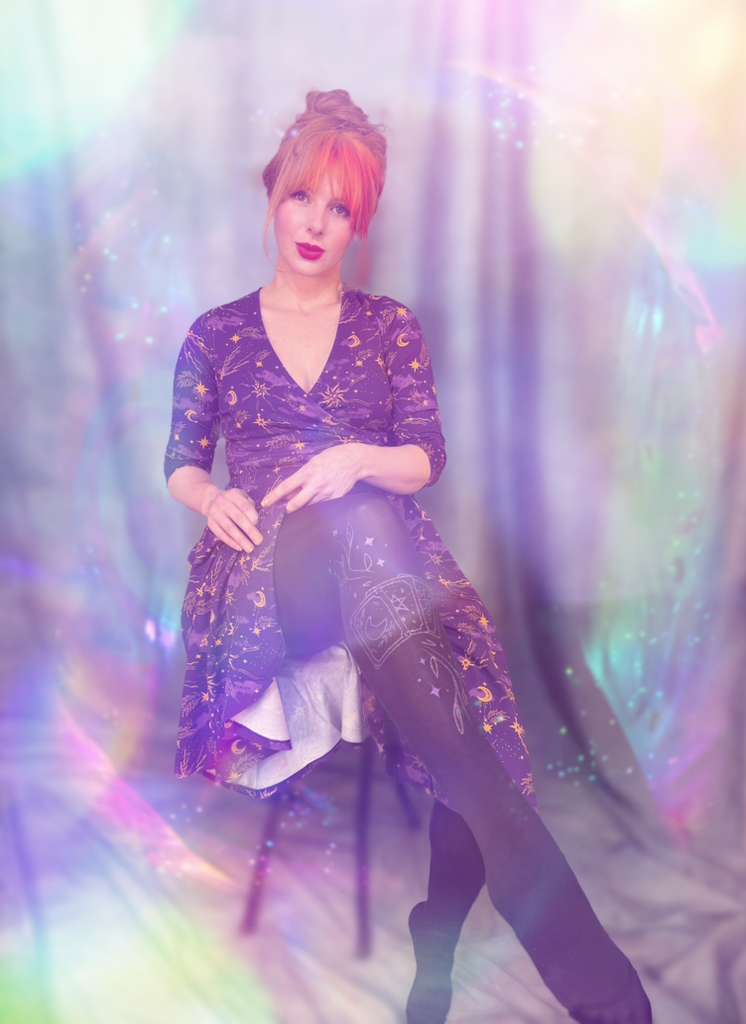 Celestial Wrap Dress  - Purple / Gold