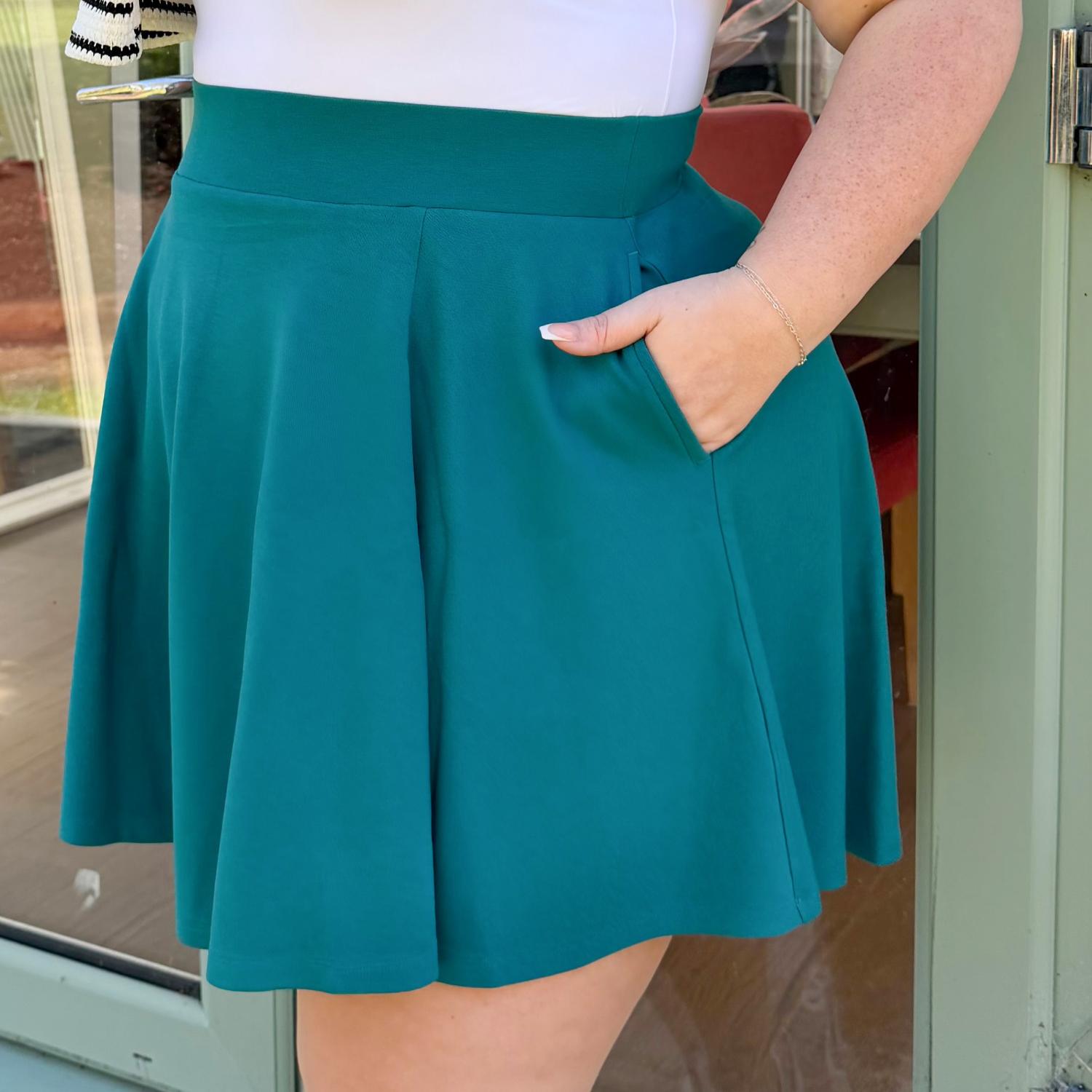 Ocean Teal Mini Skirt with Pockets | sizes 0-34 | Snag – Snag US