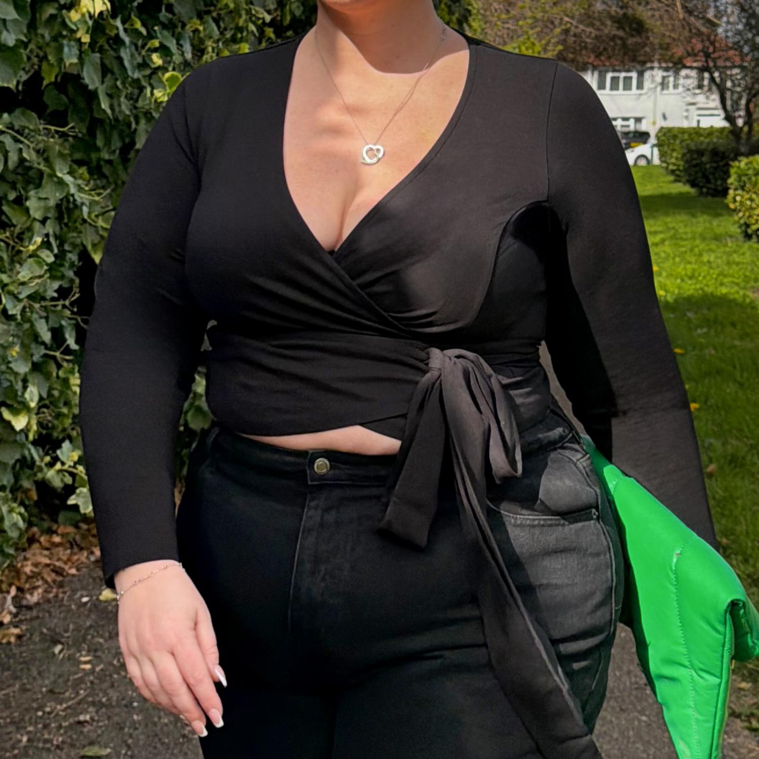 Snag Black Cotton Wrap Top | Size Inclusive Fashion – Snag US