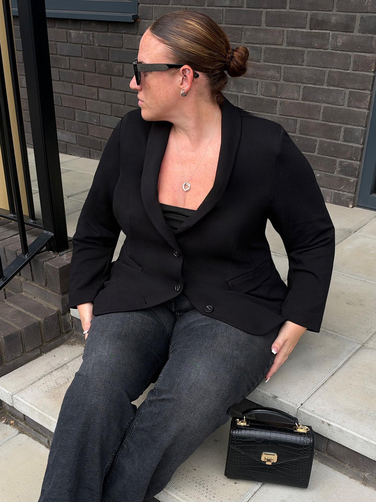 Tailored Ponte Roma Blazer - Black