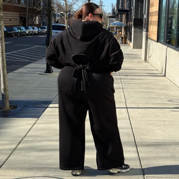 Cropped Bow Back Hoodie - Black - Tights & Clothes In Sizes 1-34