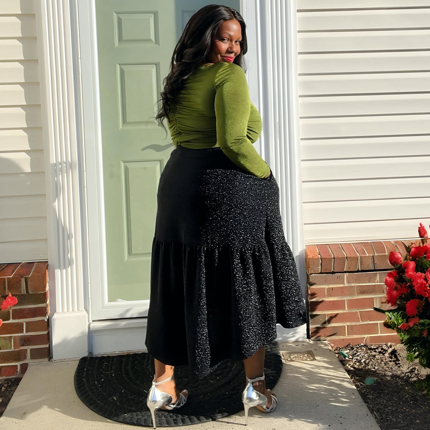 Lurex Tiered Midi Skirt - Black - Tights & Clothes In Sizes 1-34