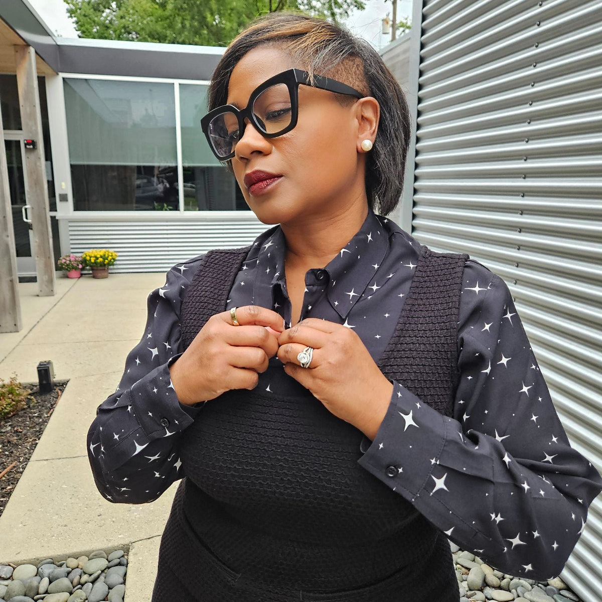 Tailored Woven Viscose Shirt - Night Sky