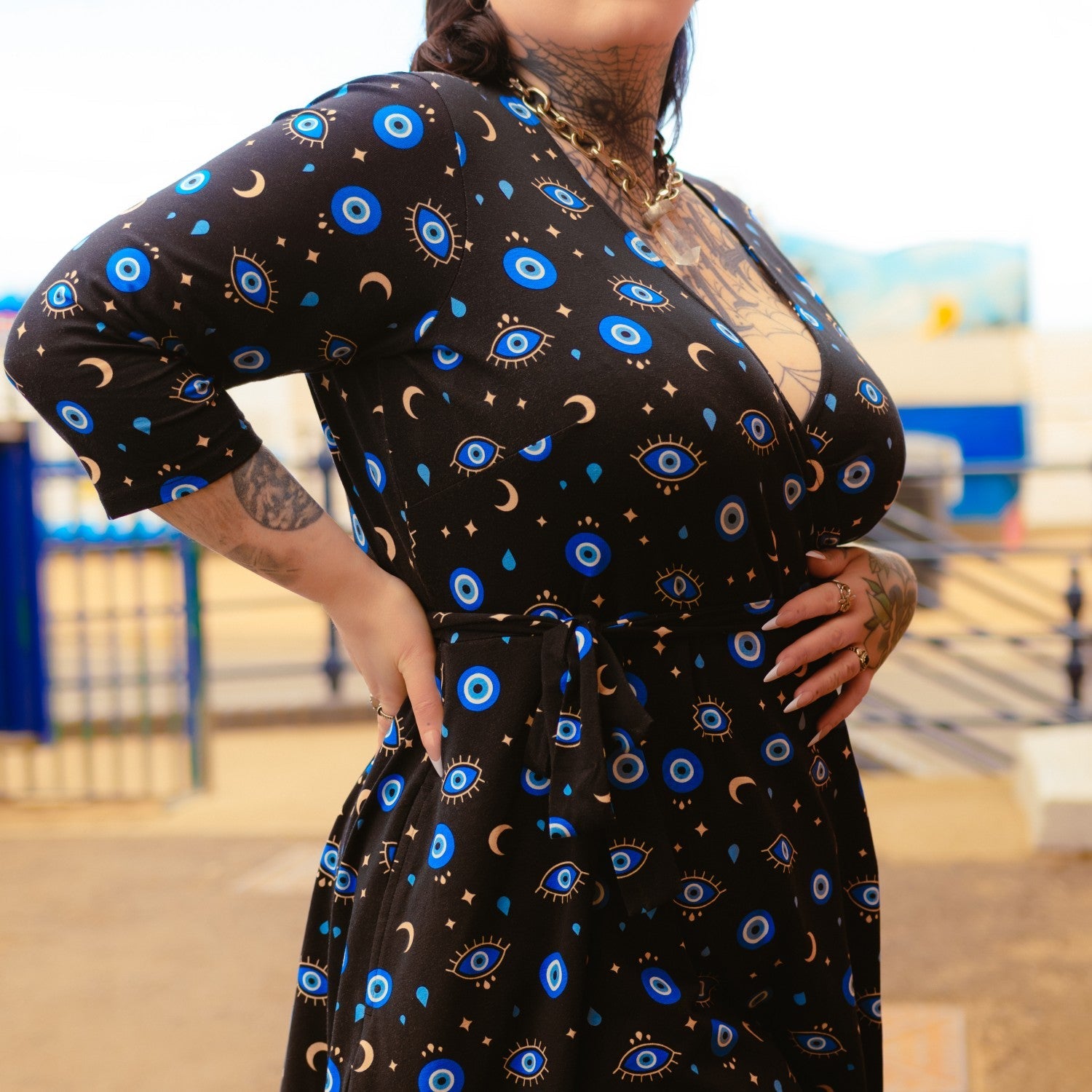 evil eye maxi dress Evil Eye Black Wrap Dress | Sizes 0-34