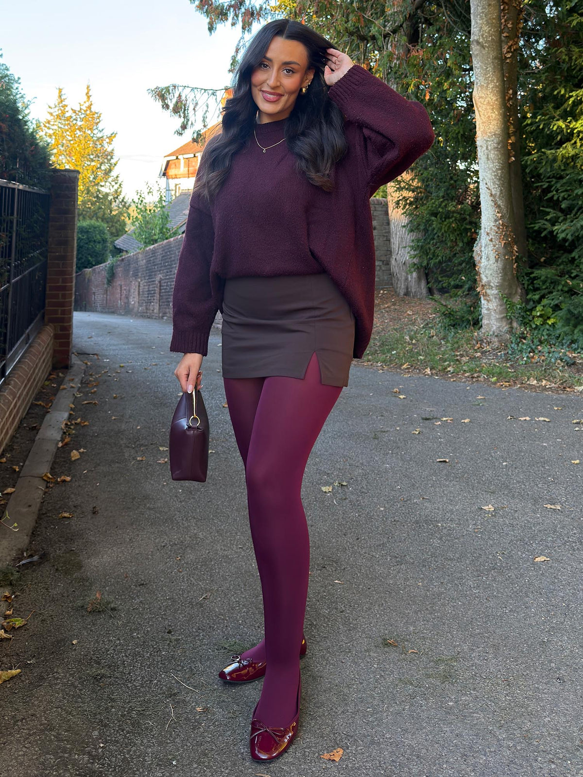 Super Opaque 120 Den Tights - Cherry