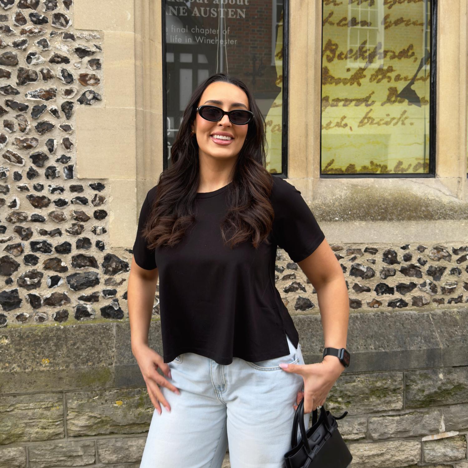 Cooling Wood-Pulp Crew Neck Tee - Black