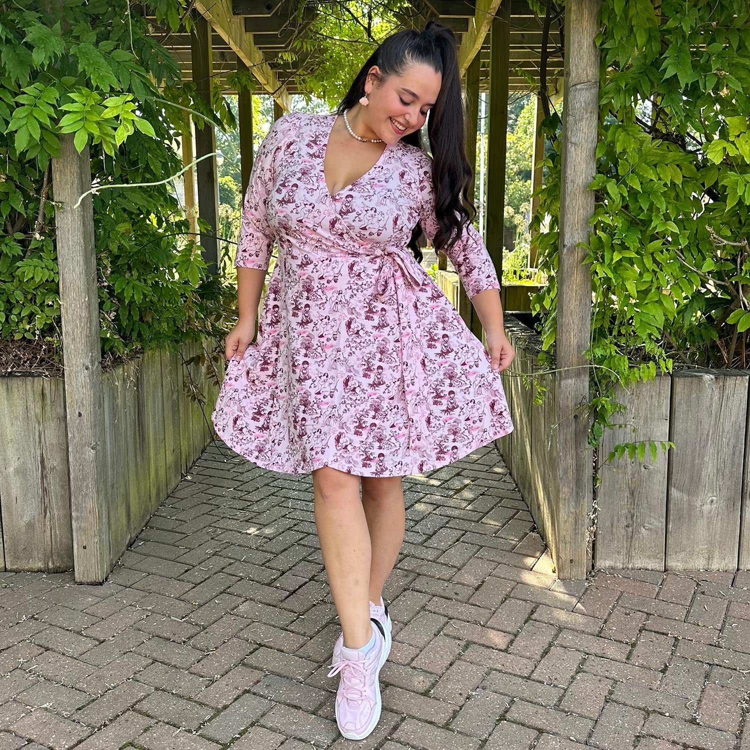 Mini Wrap Dress - Passion au Jardin - L'Amour Rose - Tights