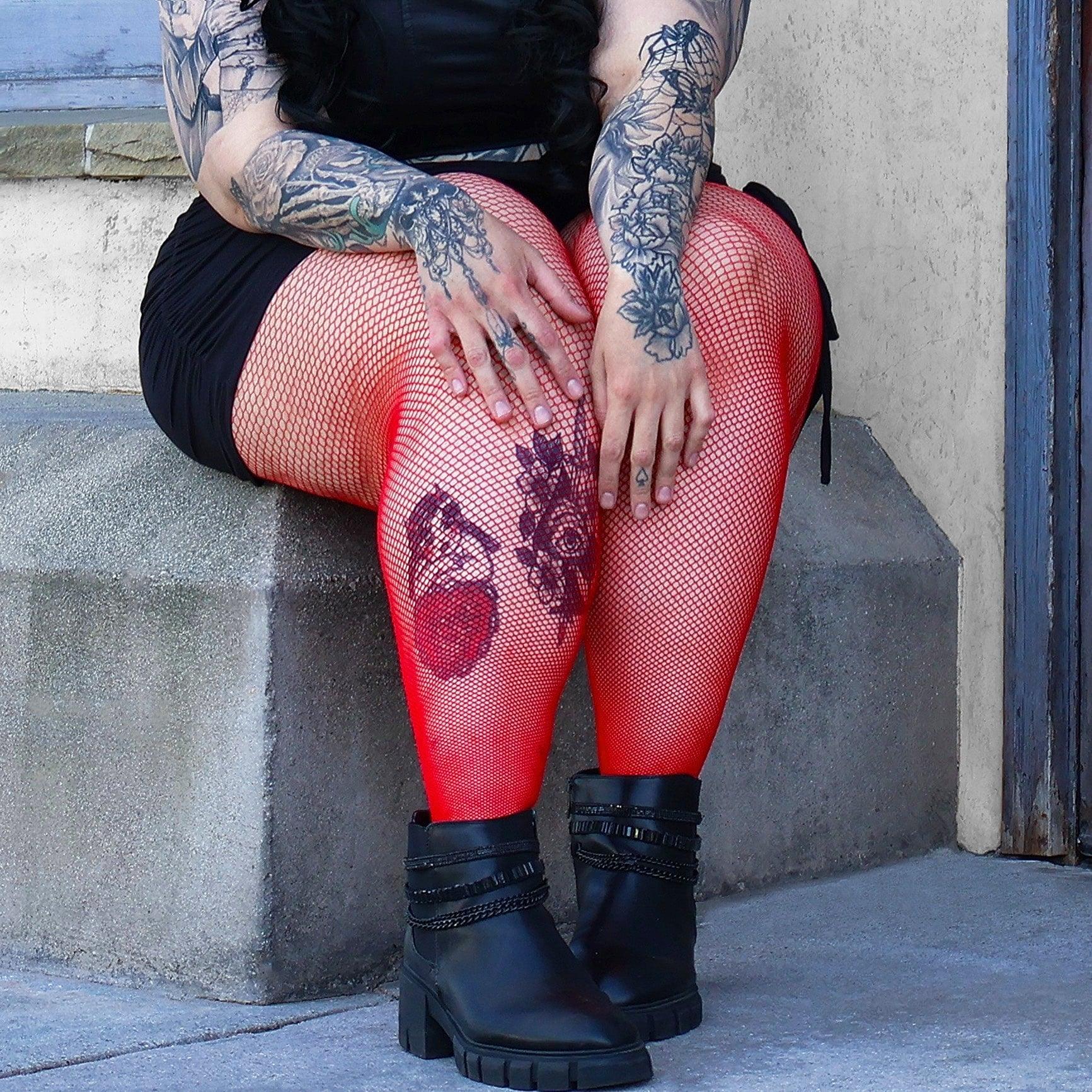 Red Fishnet Colored Tights