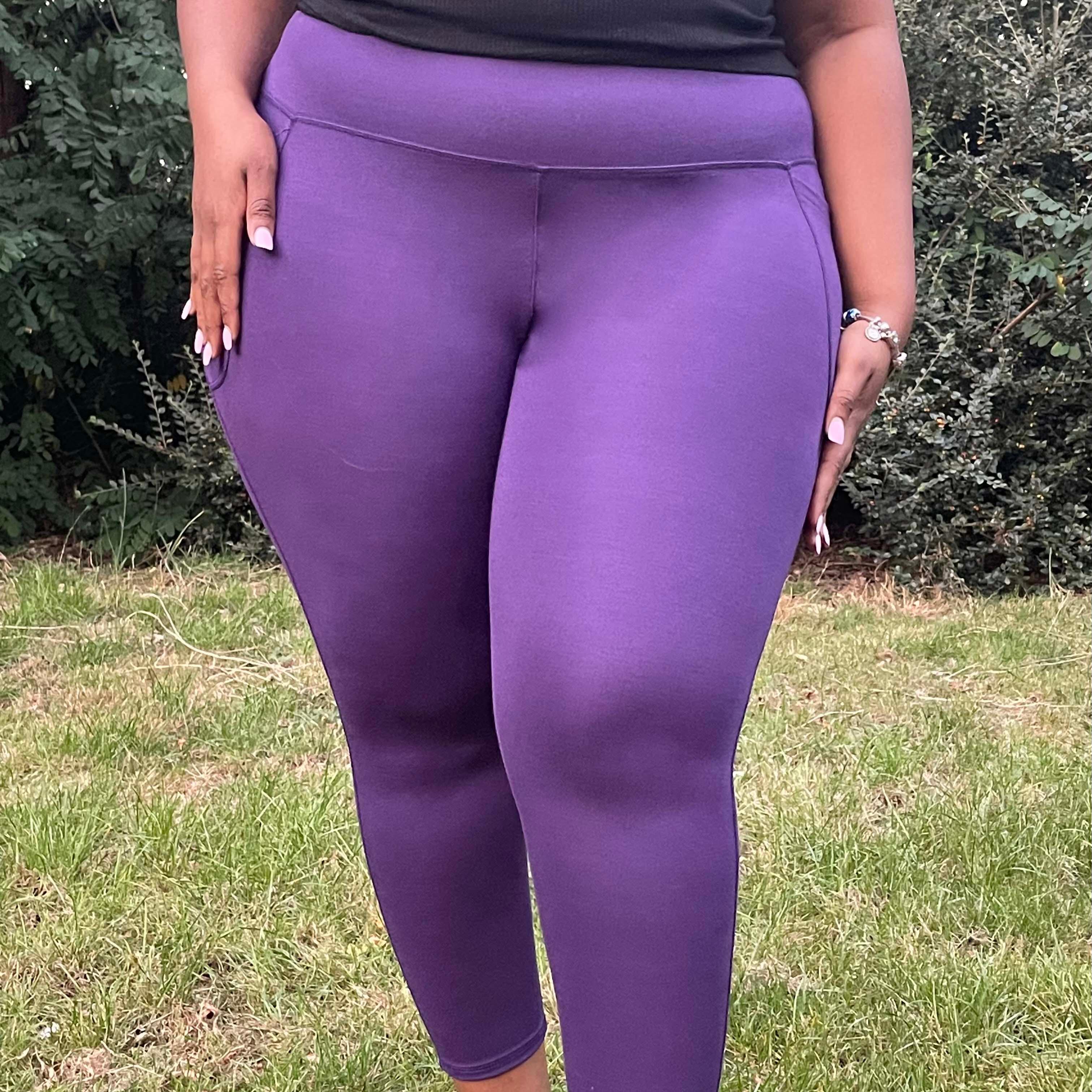 Plus Size Womens Buttery Soft Basic Solid Leggings Purple