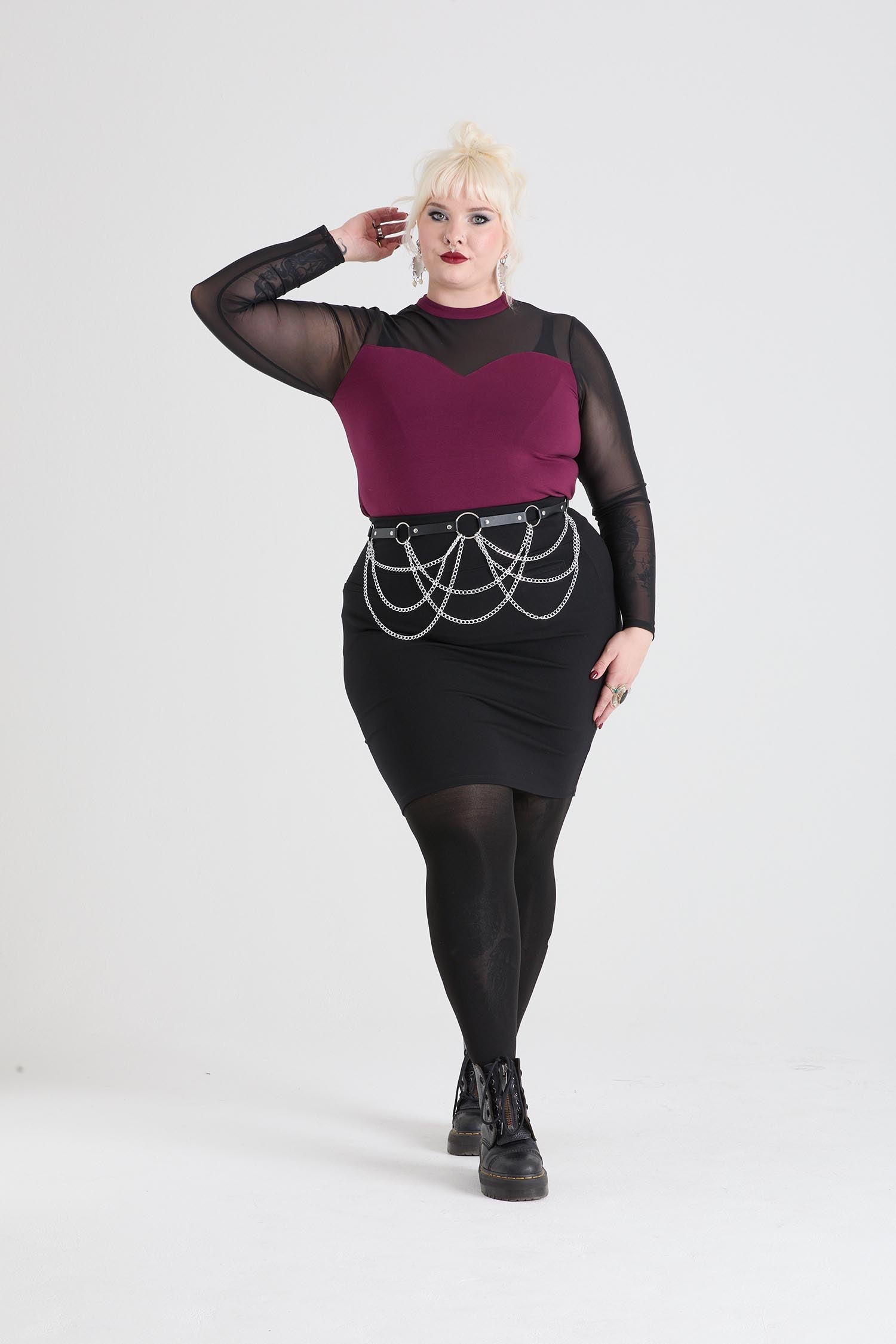 Florence Mesh Sleeve Top in Cherry & Black | Snag – Snag US