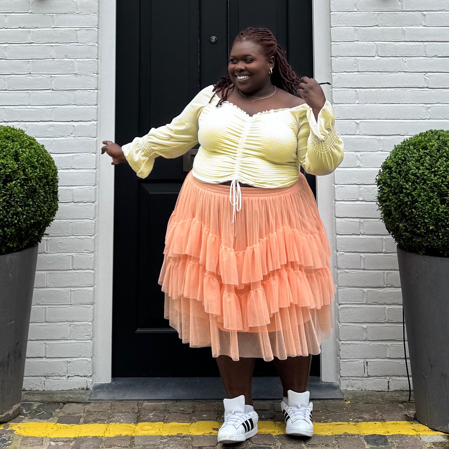 【THE MOZZ】Hershey Nylon Setup SKIRT Vegan Leather Mini Skirt With Shorts - Lindy Skort | Marcella
