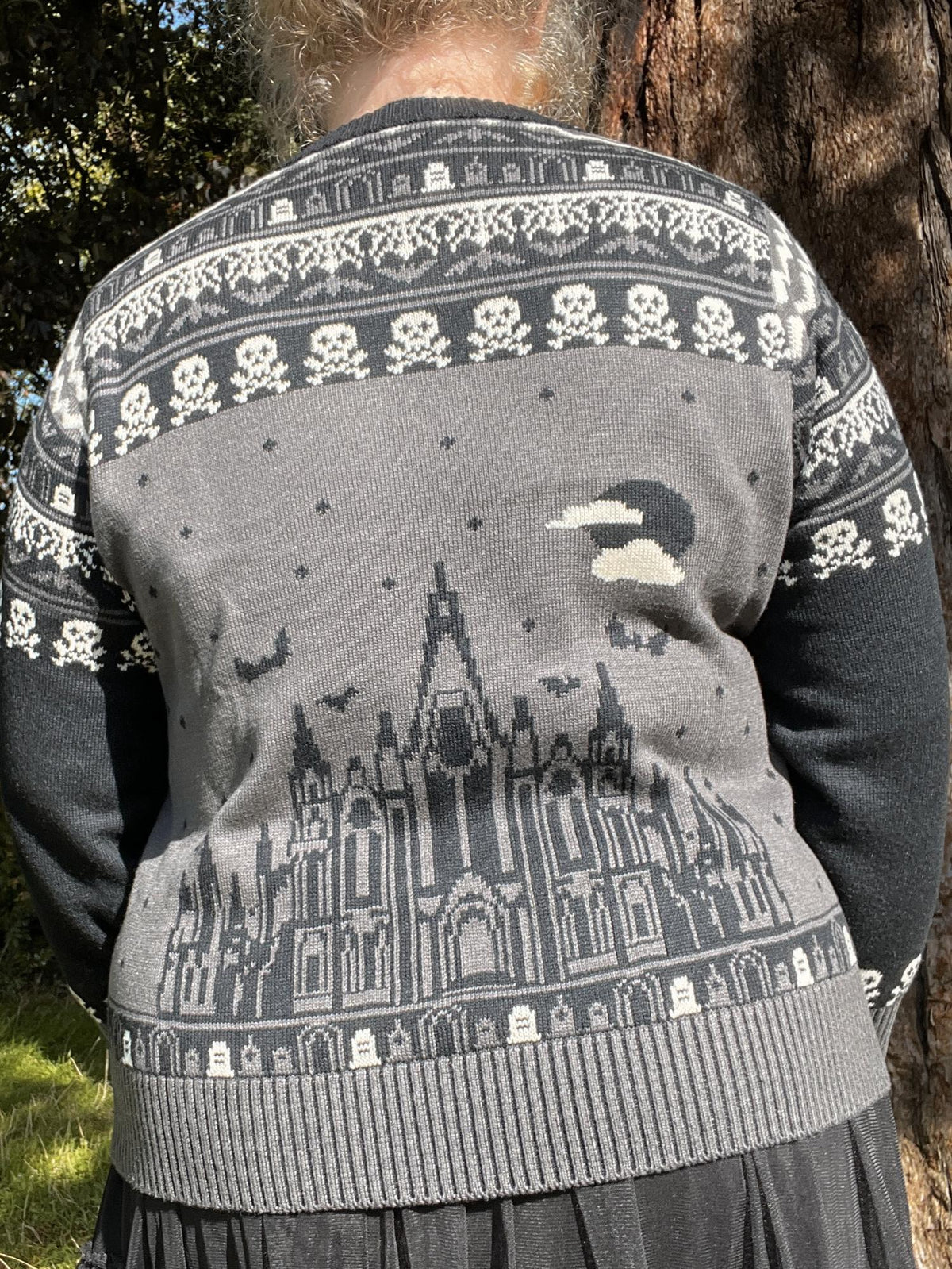 Fair Isle Sweater - Haunted House - Black/Gray