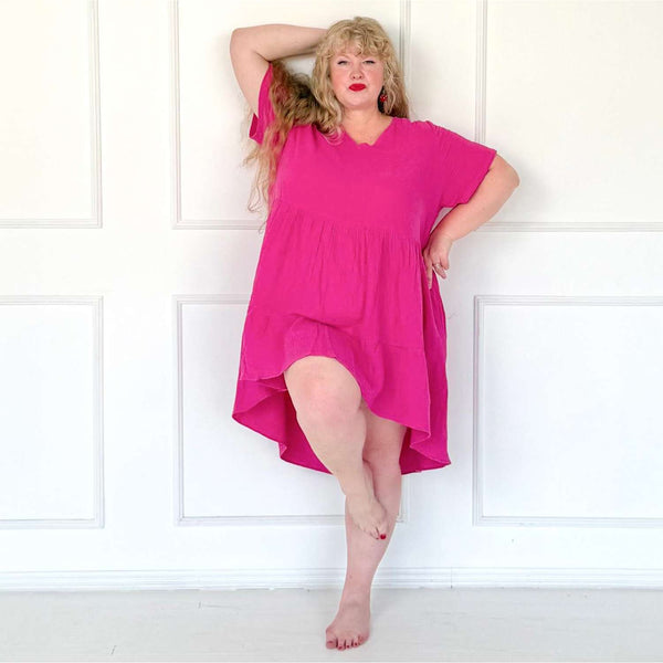 Cotton Gauze Tiered Mini Dress - Peony – Snag US