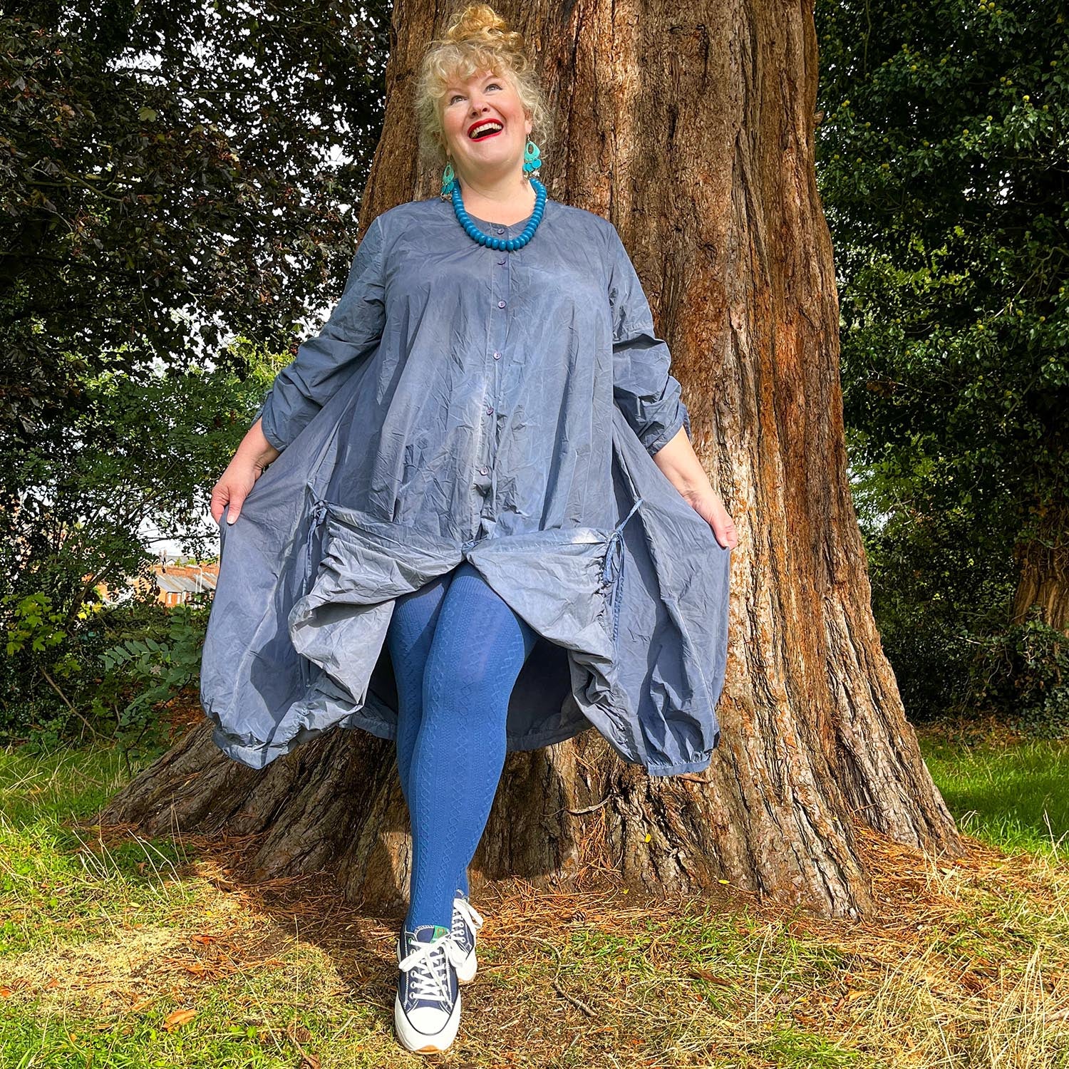 Blue Cable Knit Tights with Wool - Kraken's Breath – Snag US